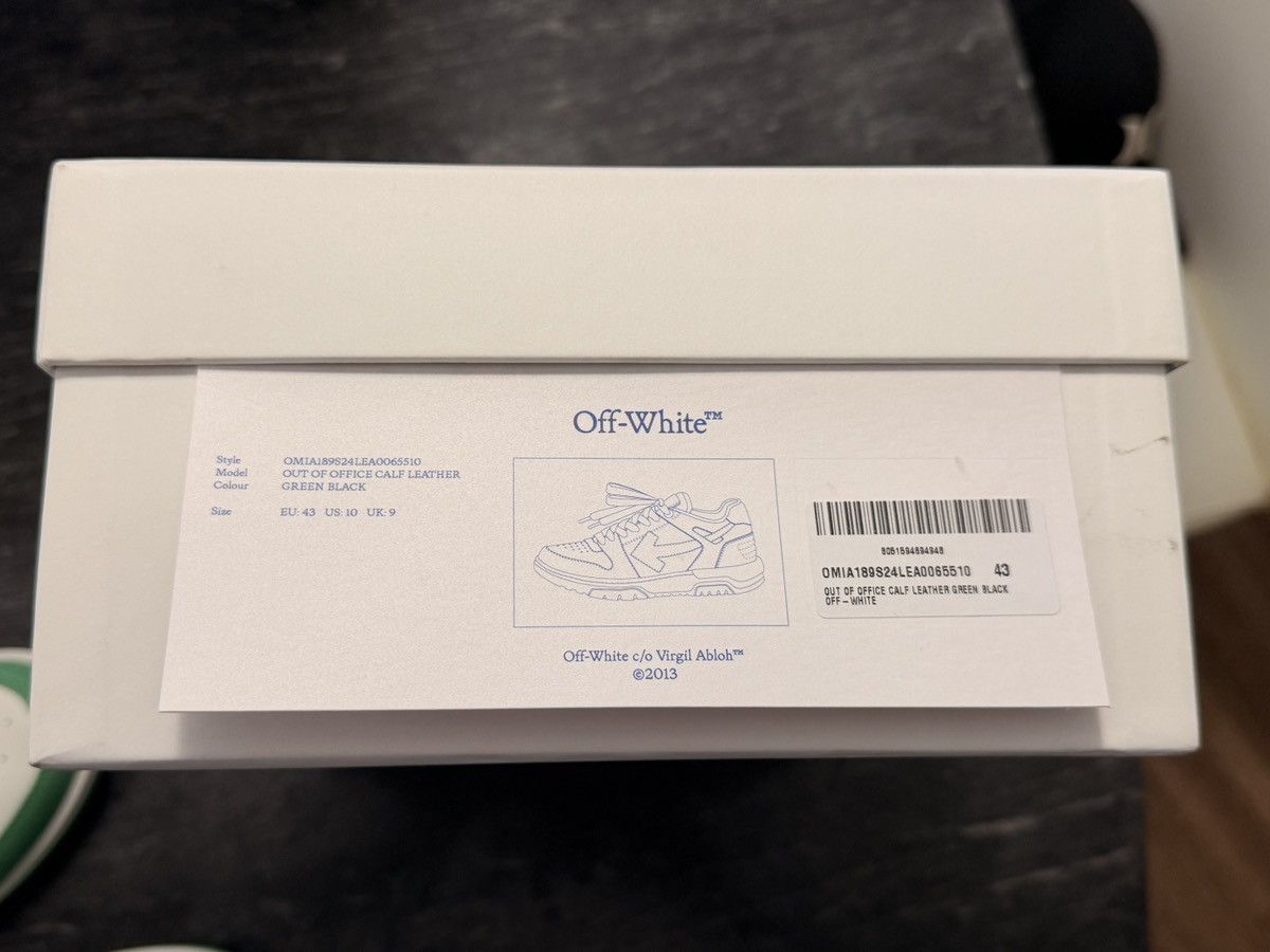 Off-White Off white- Out of Office Low Top Sneaker size:43 green Size US 10 / EU 43 - 9 Thumbnail