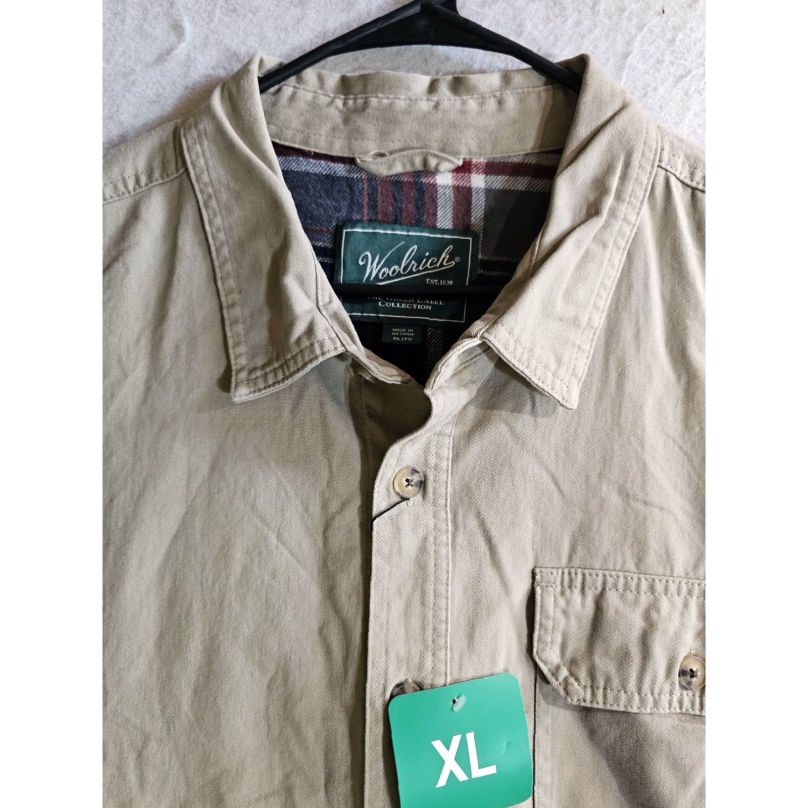 Vintage Woolrich Shirt Jacket NWTs Classic Flannel Lined Button-Up Mens Sz X-LARGE Khaki Size US XL / EU 56 / 4 - 3 Thumbnail