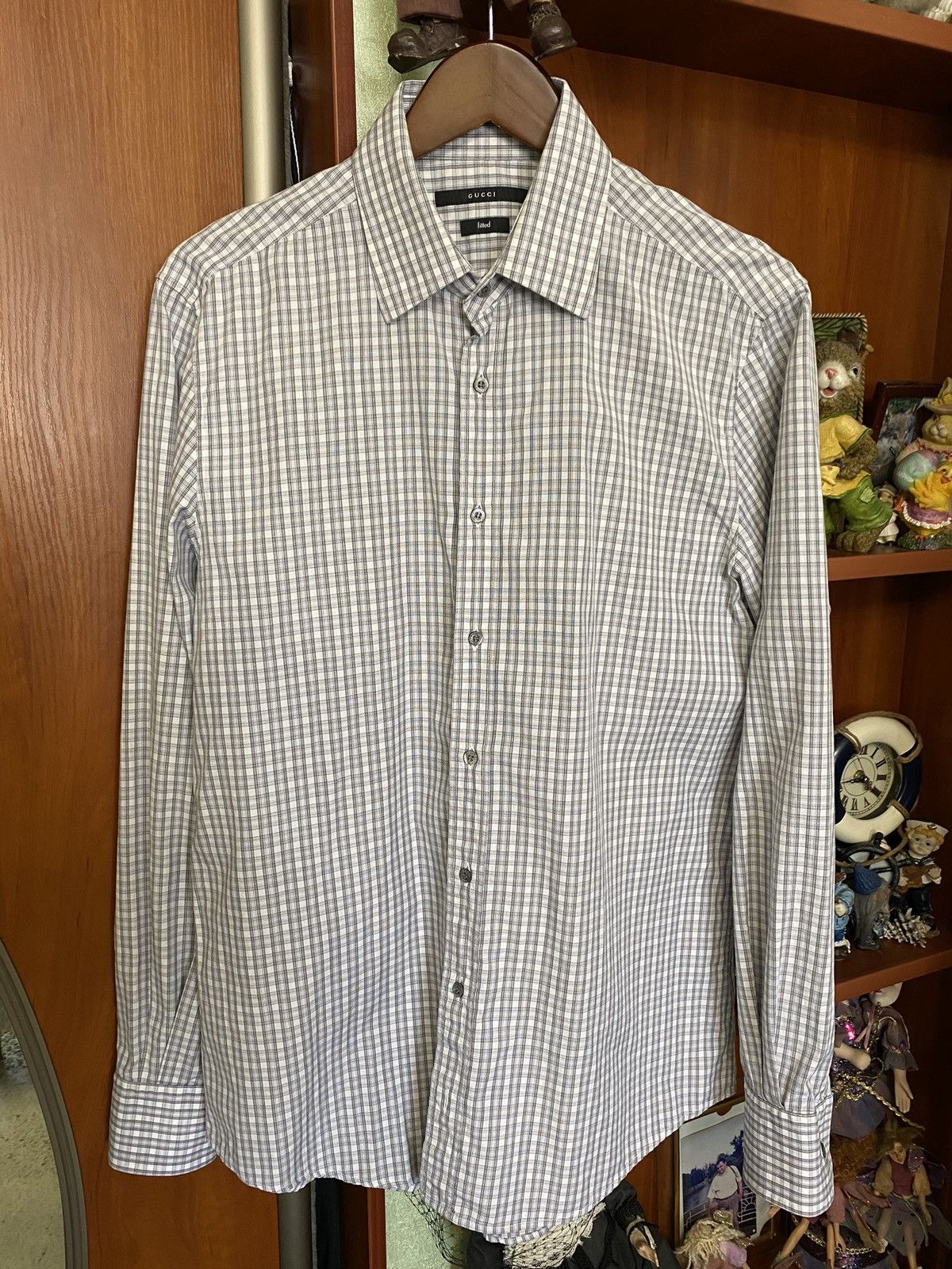 Designer × Gucci × Vintage Gucci Fitted Check Button Up Shirt Size 16 Size US M / EU 48-50 / 2 - 1 Thumbnail