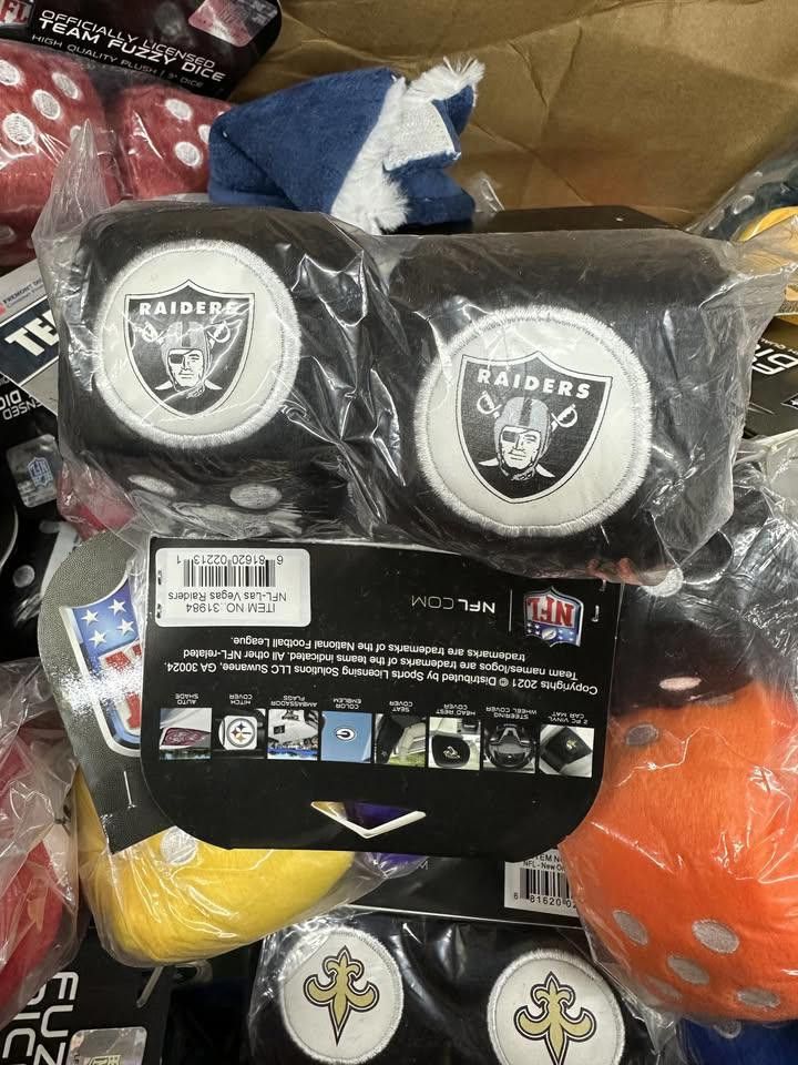 Designer Los Angeles Raiders Fuzzy Dice New Size ONE SIZE - 2 Thumbnail