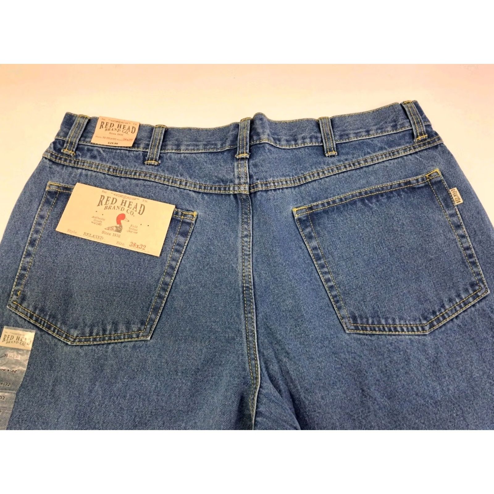 Vintage NWT RedHead Relaxed Fit Jeans Blue 38/32 Cotton Denim 5-Pocket Zip Belt Loops Straight Mens Regular Blue Jeans USA Classic Mens Size US 38 / EU 54 - 6 Thumbnail
