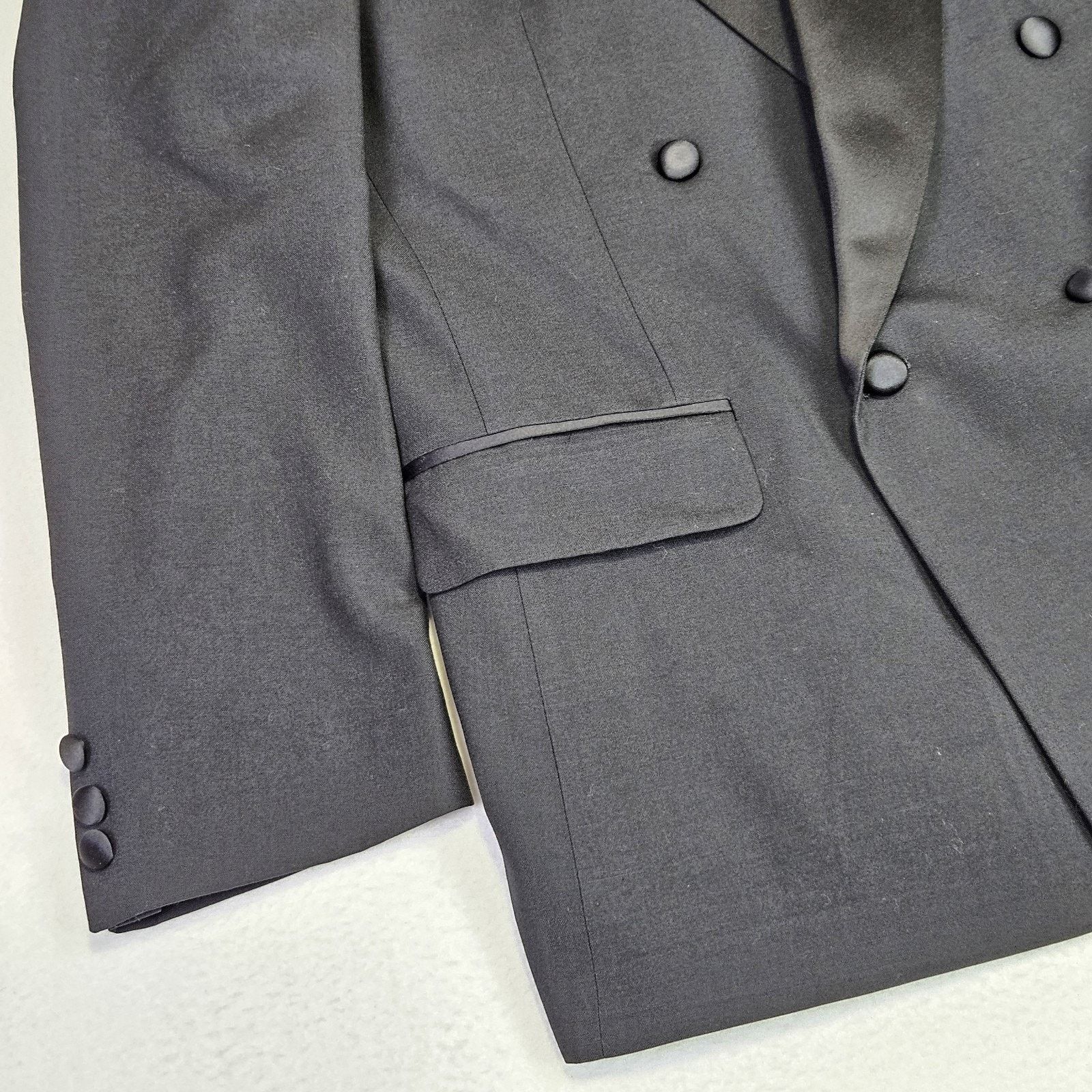 Halston Halston Tuxedo Jacket Wedding Peak Lapel Double Breasted Size 40R - 8 Thumbnail