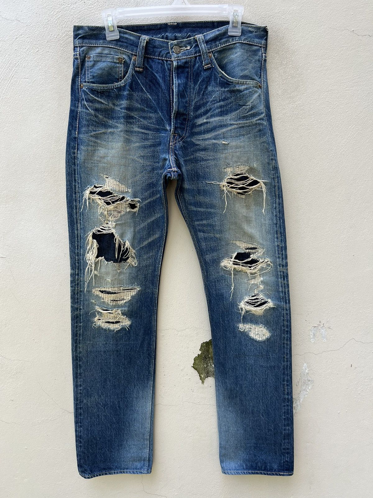 Sugar Cane Vintage Sugar Cane Japan Distress Mud Denim Selvedge Jeans Size US 30 / EU 46 - 6 Thumbnail
