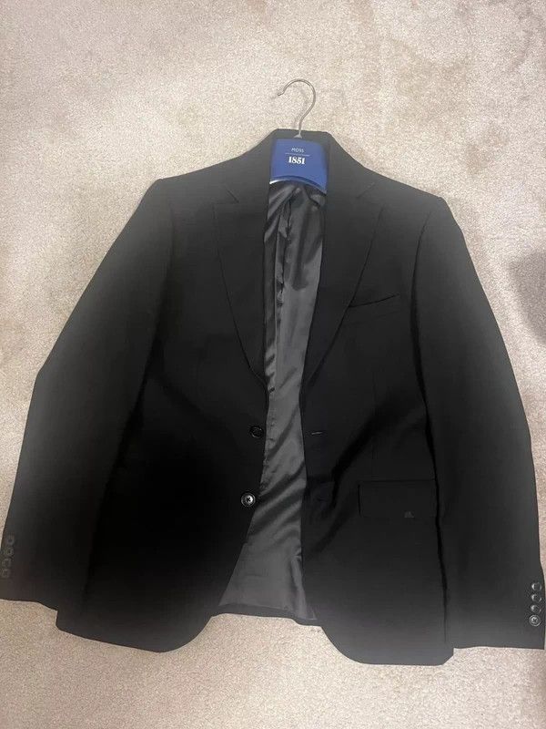 Moss MOSS bros 1851 Regular Fit Black Stretch Jacket Size 38S - 1 Thumbnail