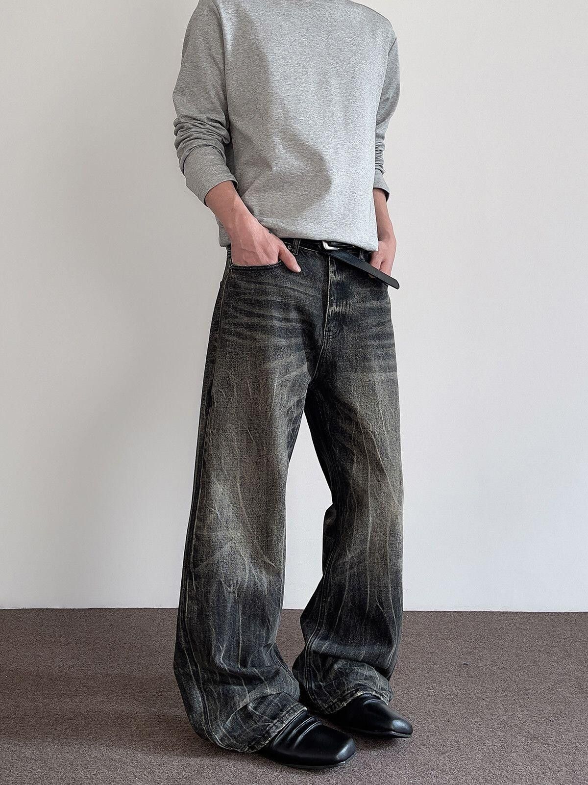 Jean Dark Wash Wide Leg Baggy Jeans Size US 33 - 6 Thumbnail