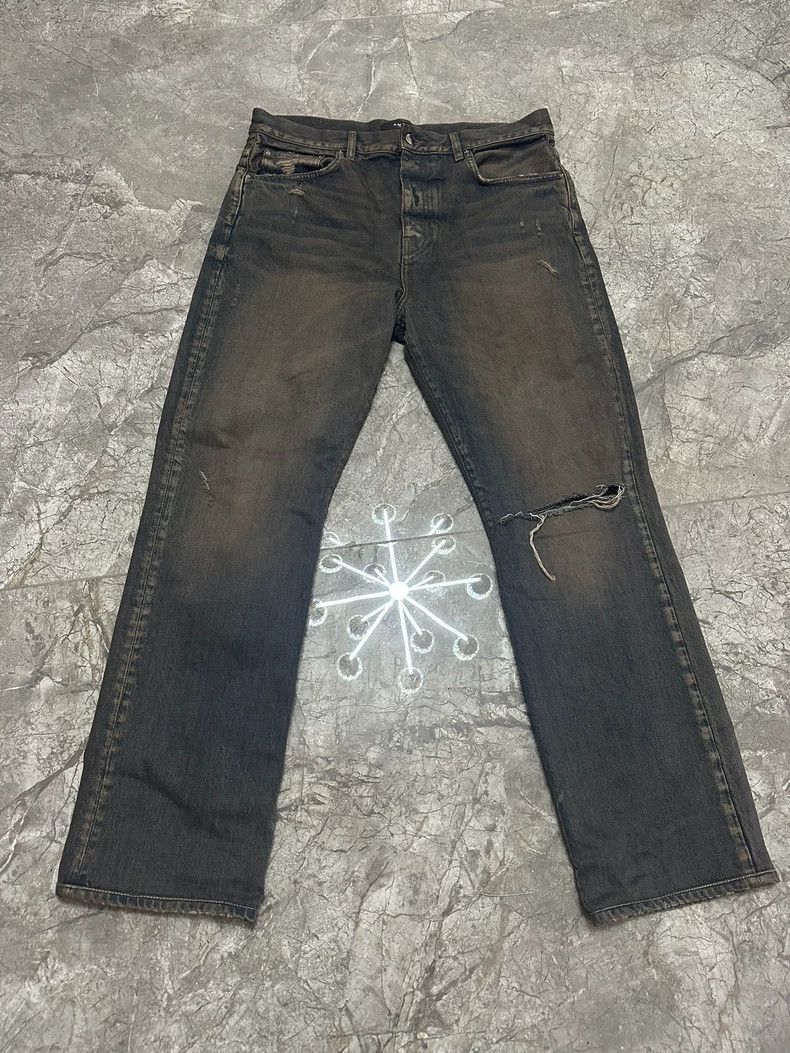 Amiri Amiri Straight logo ripped jeans 2502-Nextarrow Size US 34 / EU 50 - 1 Thumbnail