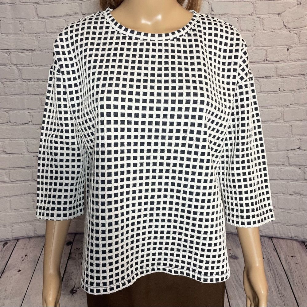 Lou & Grey Lou & Grey Cotton Black White 3/4 Sleeve Top Size M Size M / US 6-8 / IT 42-44 - 2 Thumbnail