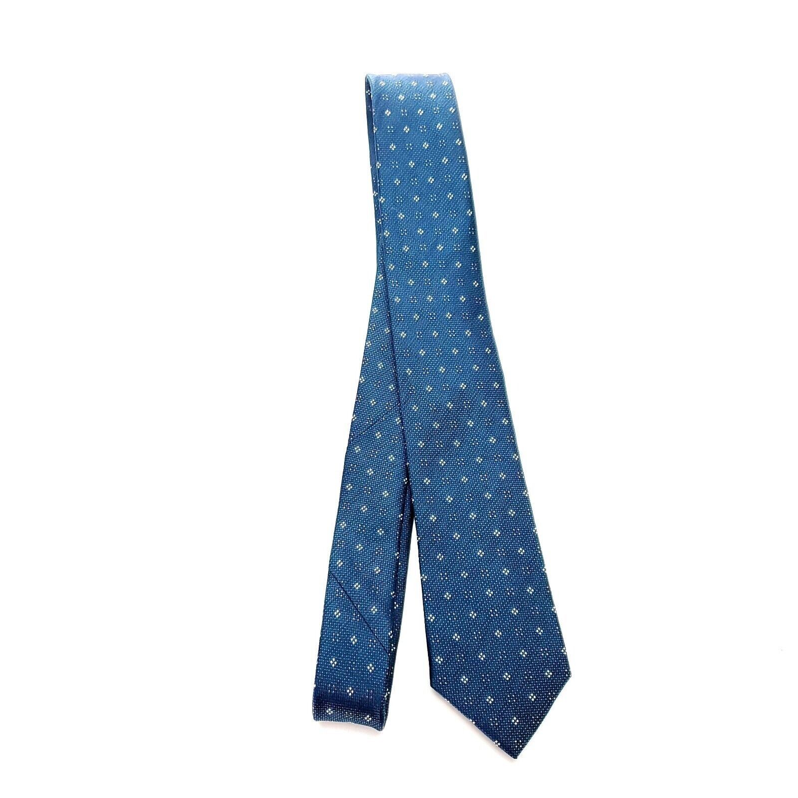 The Tie Bar The Tie Bar Dark Blue Silk Tie Woven Skinny Geometric Size ONE SIZE - 6 Thumbnail