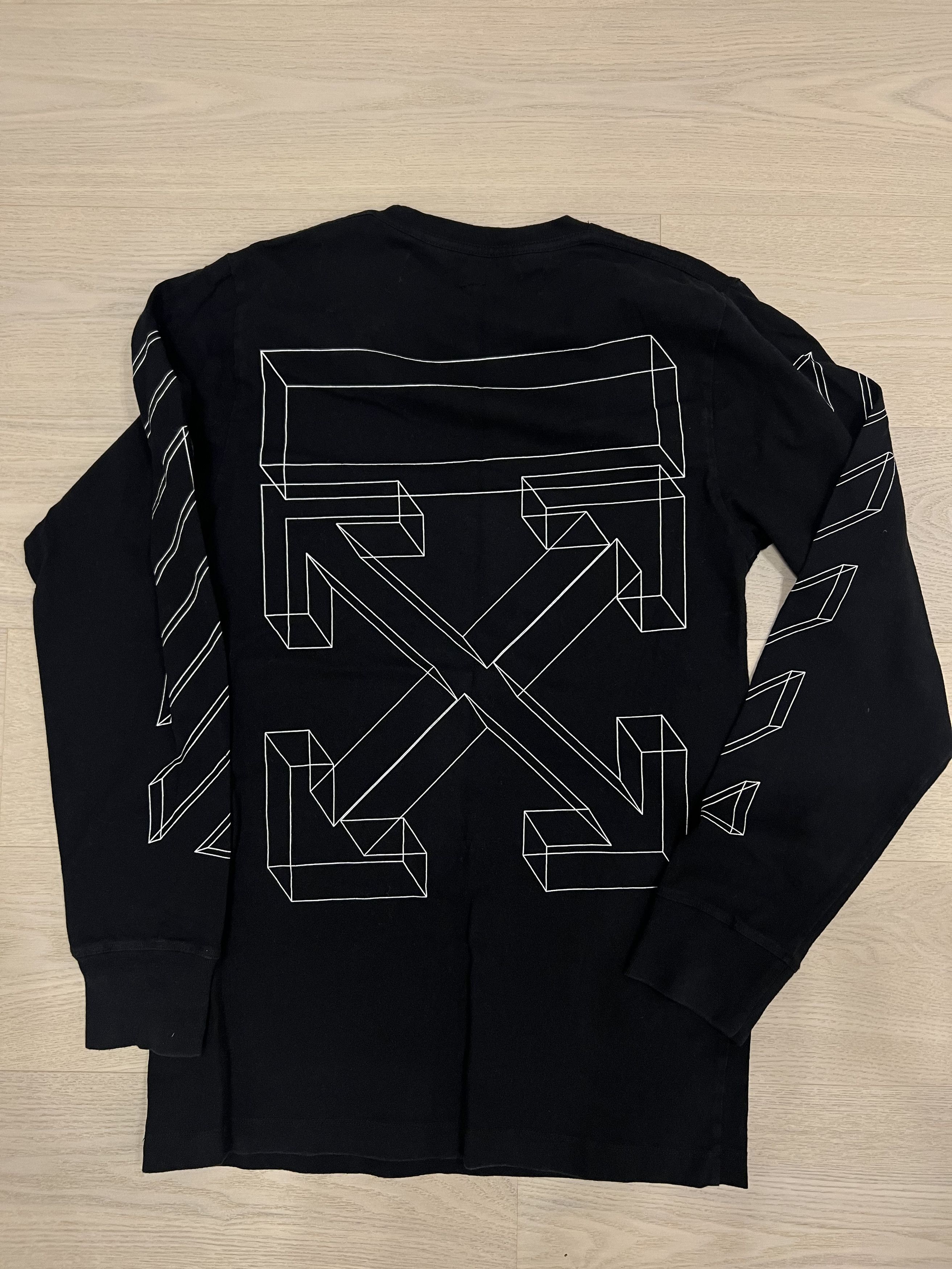 image of Off White Off-White Diagonal 3D Lines Crewneck Sweatshirt in Black, Women's (Size Small)