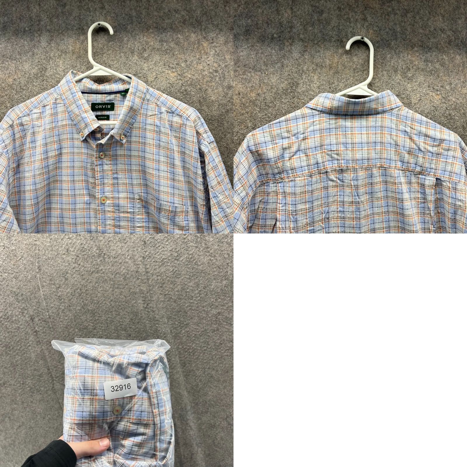 Orvis Orvis Shirt Mens XL Blue Button-Down Active Fit Dress Plaid Classic Pocket Button-Up Casual Formal Workwear Startout Size 46R - 8 Thumbnail
