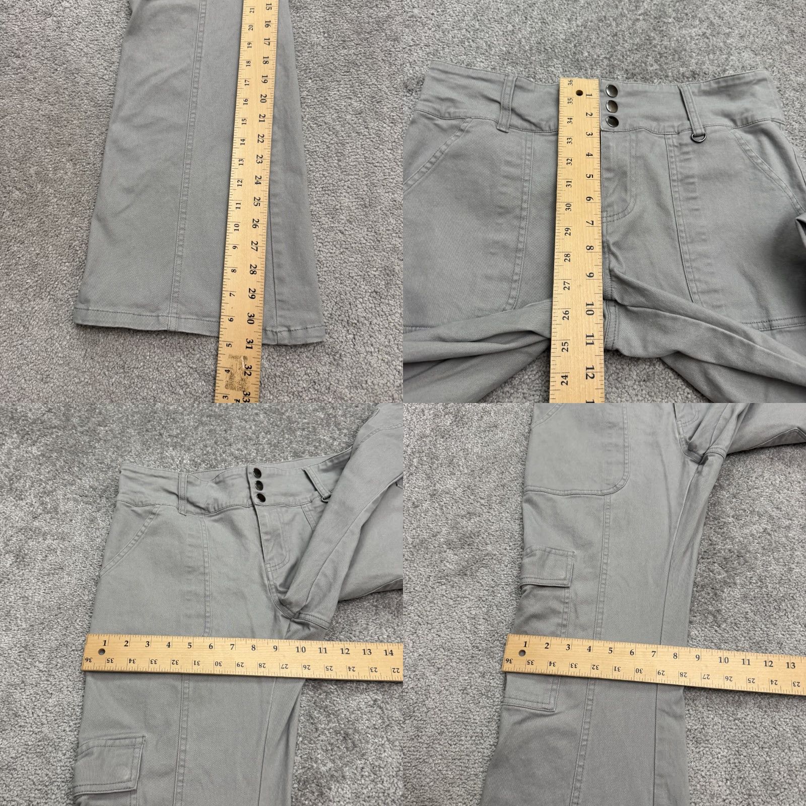 Vintage Empyre Cargo Wide Leg Flare Pants Womens 32x31 Brown Cotton Casual 28 Regular 6 High Rise Button Zip Pockets Breathable Size 28" / US 6 / IT 42 - 9 Thumbnail