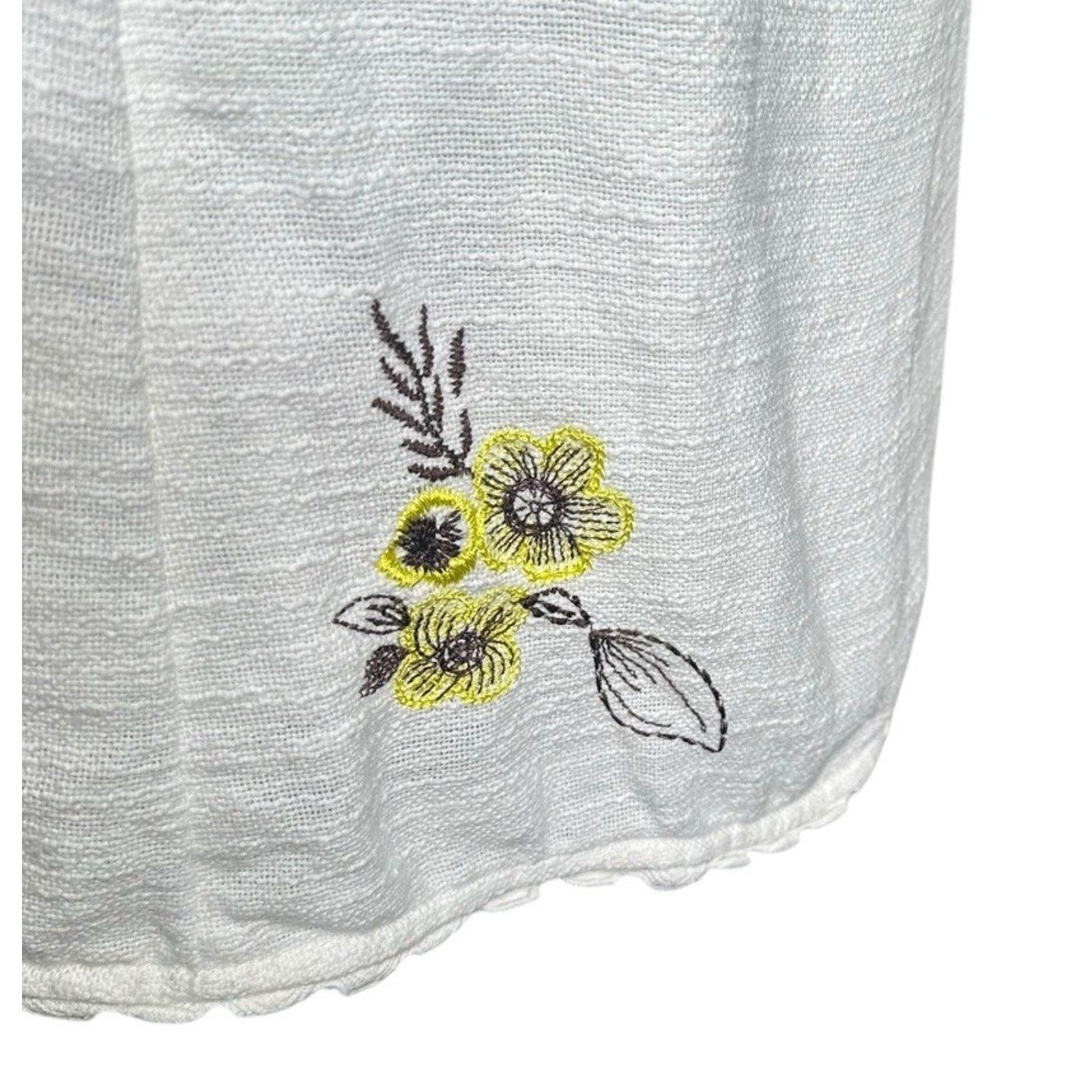 Anthropologie Anthropologie Maeve White Yellow Embroidered Flower Dress 6P Size M / US 6-8 / IT 42-44 - 4 Thumbnail