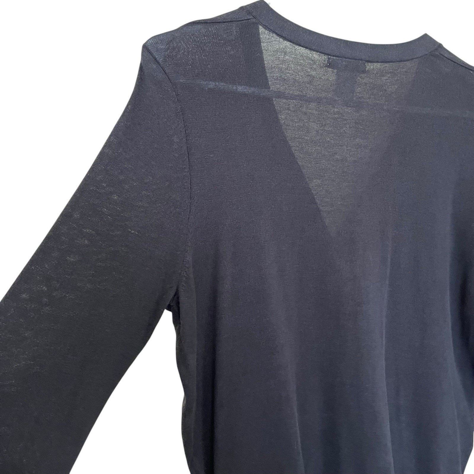 Worthington Worthington | Black Silk Blend Ruch Button Cardigan Sweater Size M / US 6-8 / IT 42-44 - 6 Thumbnail