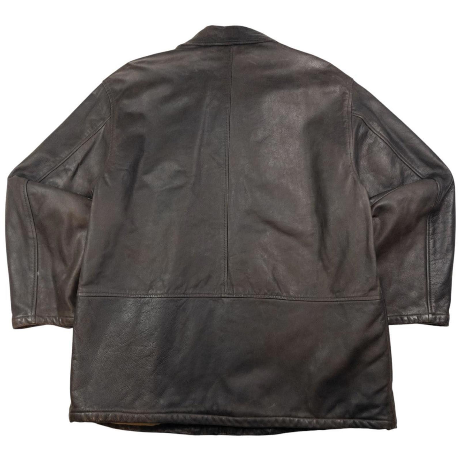 Designer Vintage Armani Jeans Zip Up Leather Jacket Size XL Size US XL / EU 56 / 4 - 2 Thumbnail