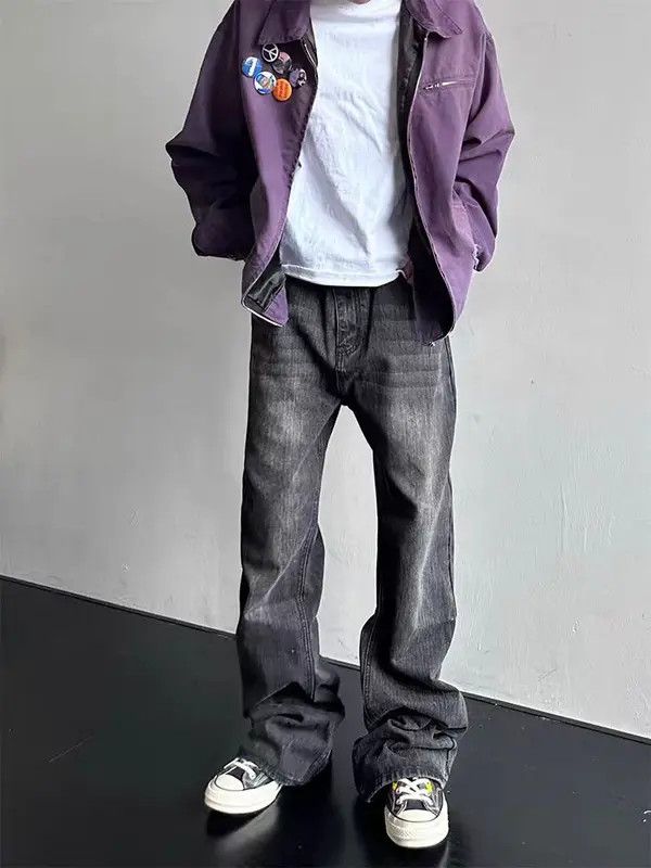 Japanese Brand Vintage Street Washed Loose Casual Micro Flare Black Jeans Size US 32 / EU 48 - 1 Thumbnail