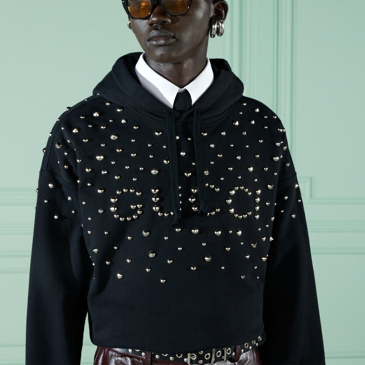 Gucci o1mt1gz0725 Studded Felted Cotton Jersey Sweatshirt Hoodie Size US M / EU 48-50 / 2 - 3 Thumbnail