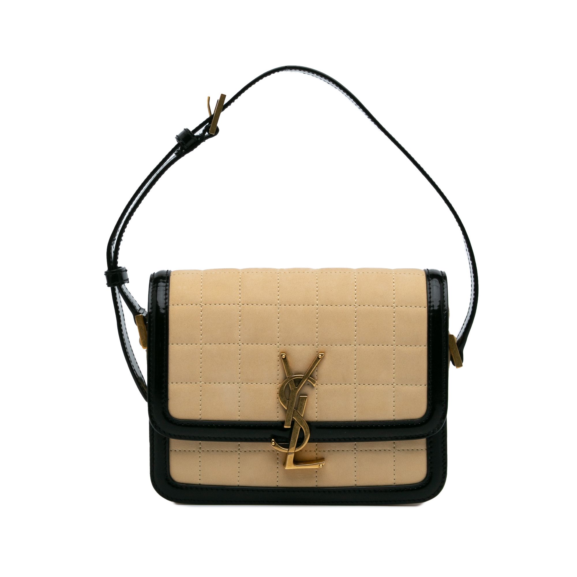 Yves Saint Laurent Small Quilted Suede Solferino Satchel In Box