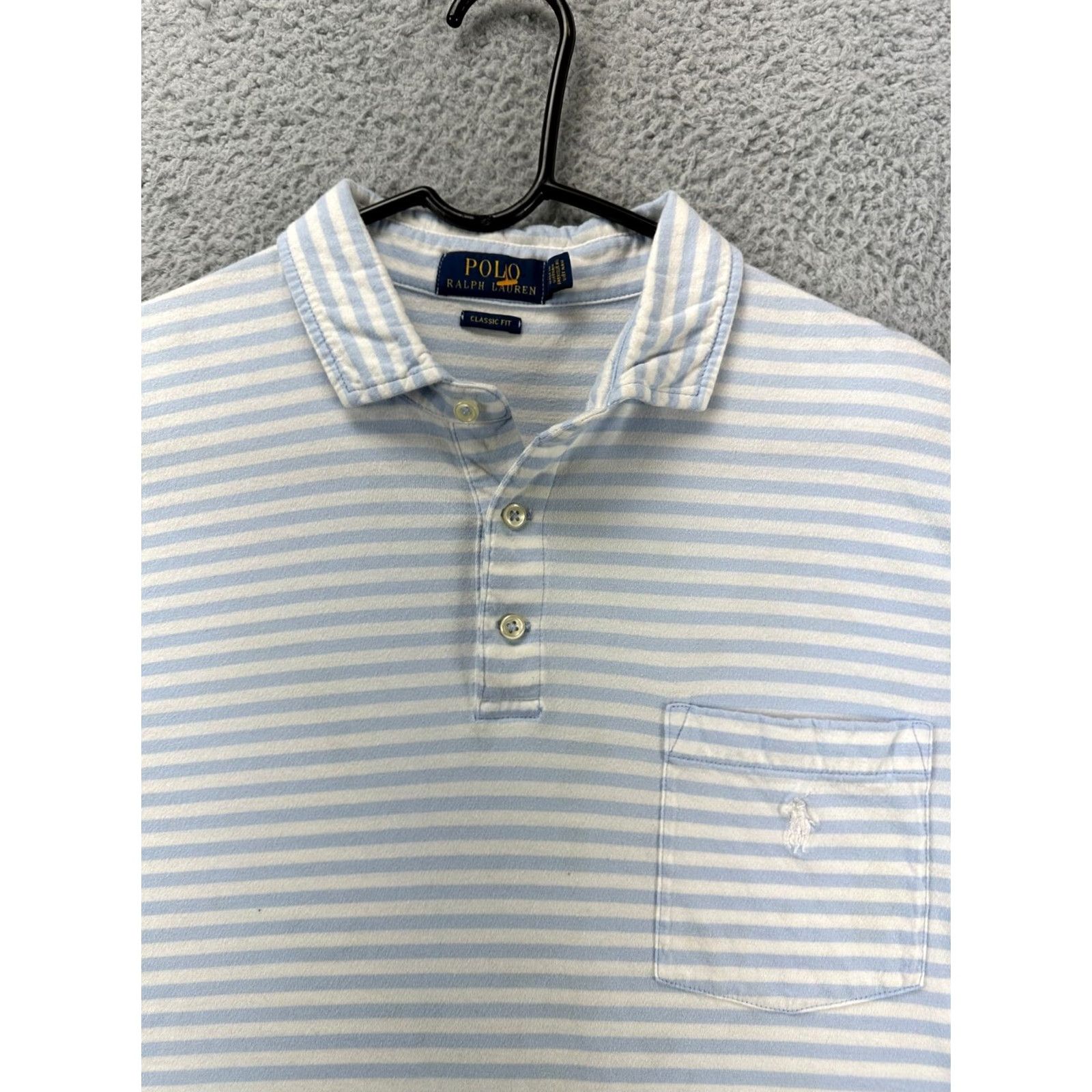 Polo Ralph Lauren Polo Ralph Lauren Shirt Mens Large Blue Candy Stripe Polo Classic Fit Pony Rugby Size US L / EU 52-54 / 3 - 6 Thumbnail