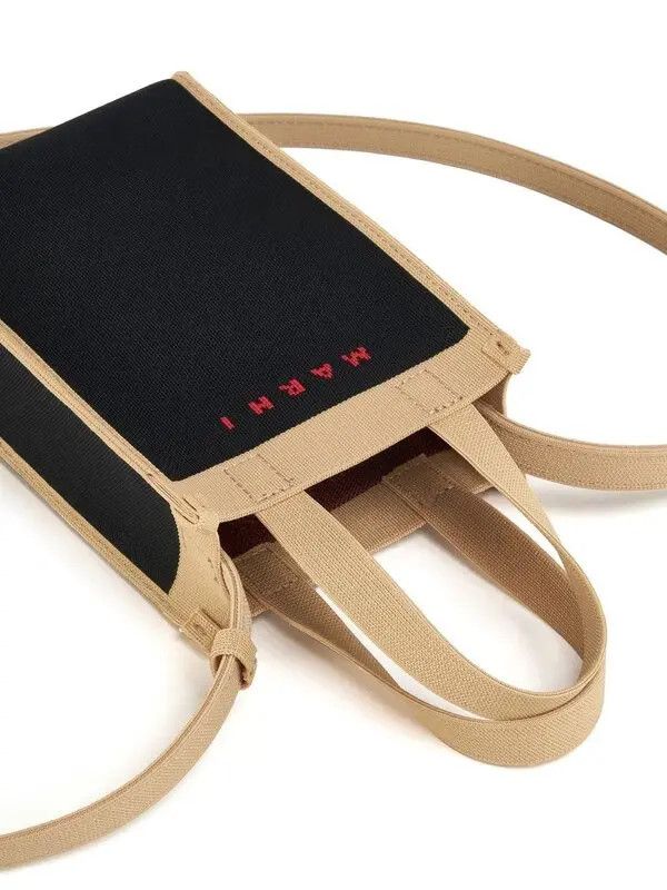 Marni o1w1db11125 Size :OS /Logo Print Shopper Tote in Black Size ONE SIZE - 4 Thumbnail