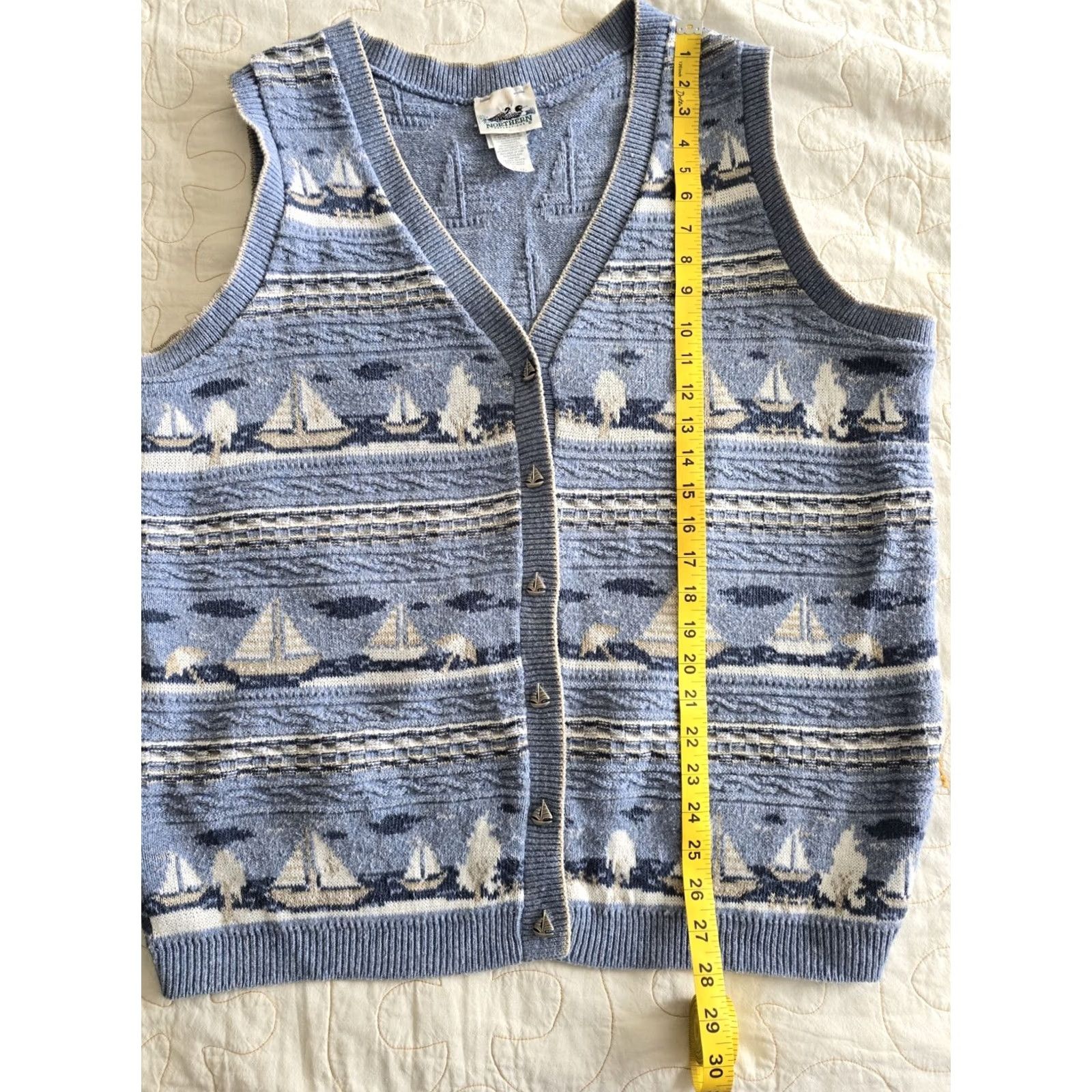 Northern Reflections Vintage 90s Sailboat Northern Reflections Sweater Vest XL Tall Blue Cotton Blend Buttoned Whimsical Androgyny Shirt? Size XL / US 12-14 / IT 48-50 - 5 Thumbnail