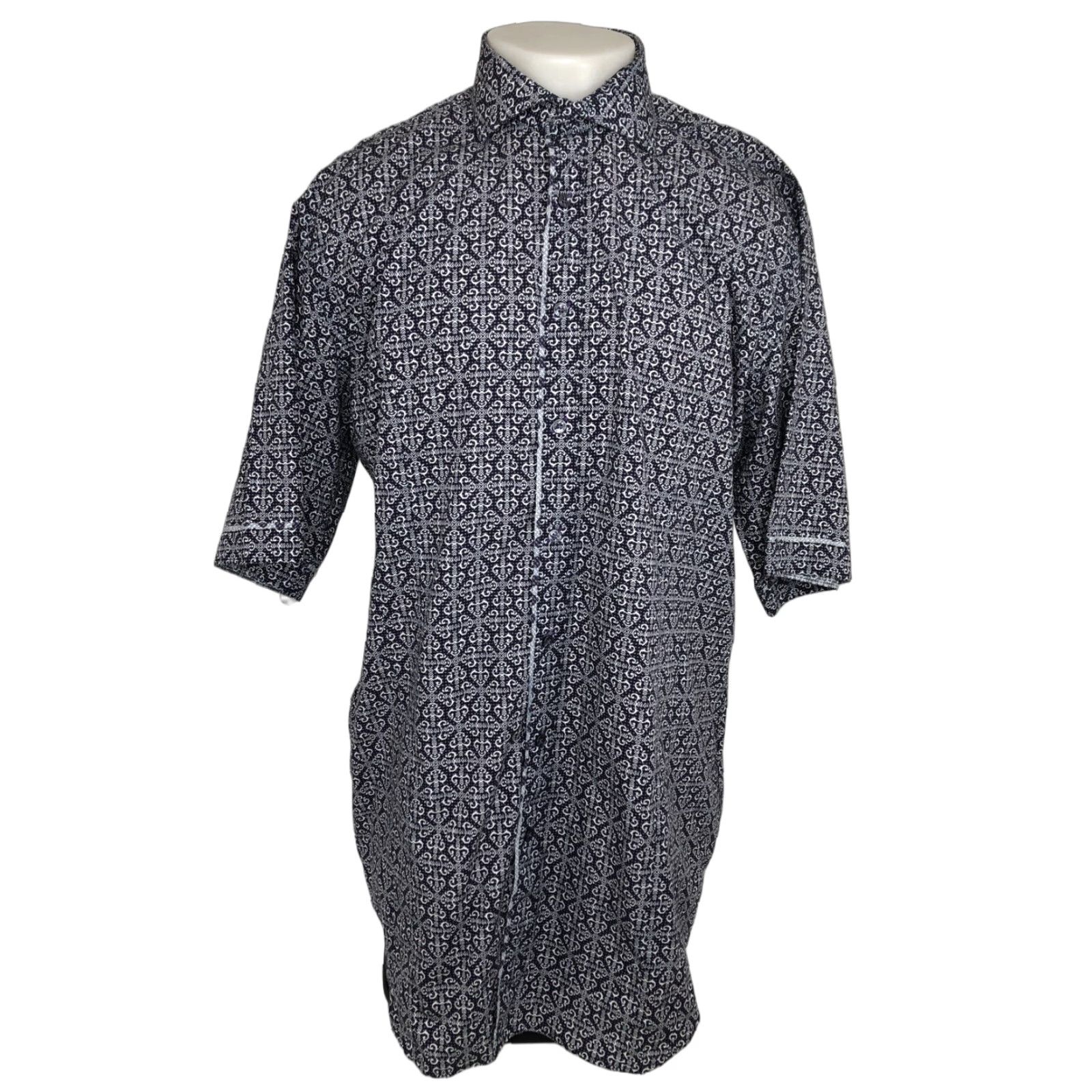 Vintage BOGOSSE Shirt Paisley 1XLT Big & Tall Button-Up Short Sleeve Purple Black White Men EXCELLENT Size US XL / EU 56 / 4 - 1 Thumbnail