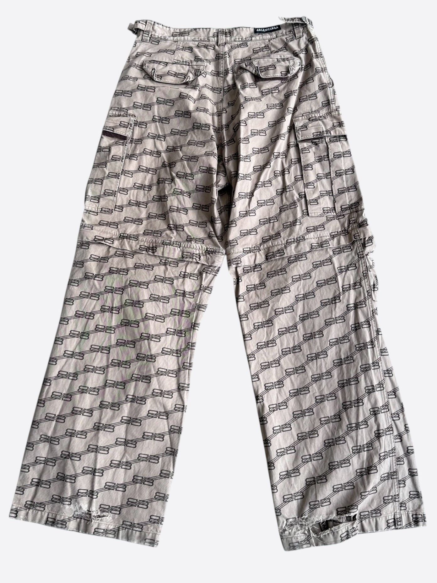 Balenciaga Balenciaga Beige BB Monogram Convertible Cargo Pants Size US 32 / EU 48 - 2 Thumbnail