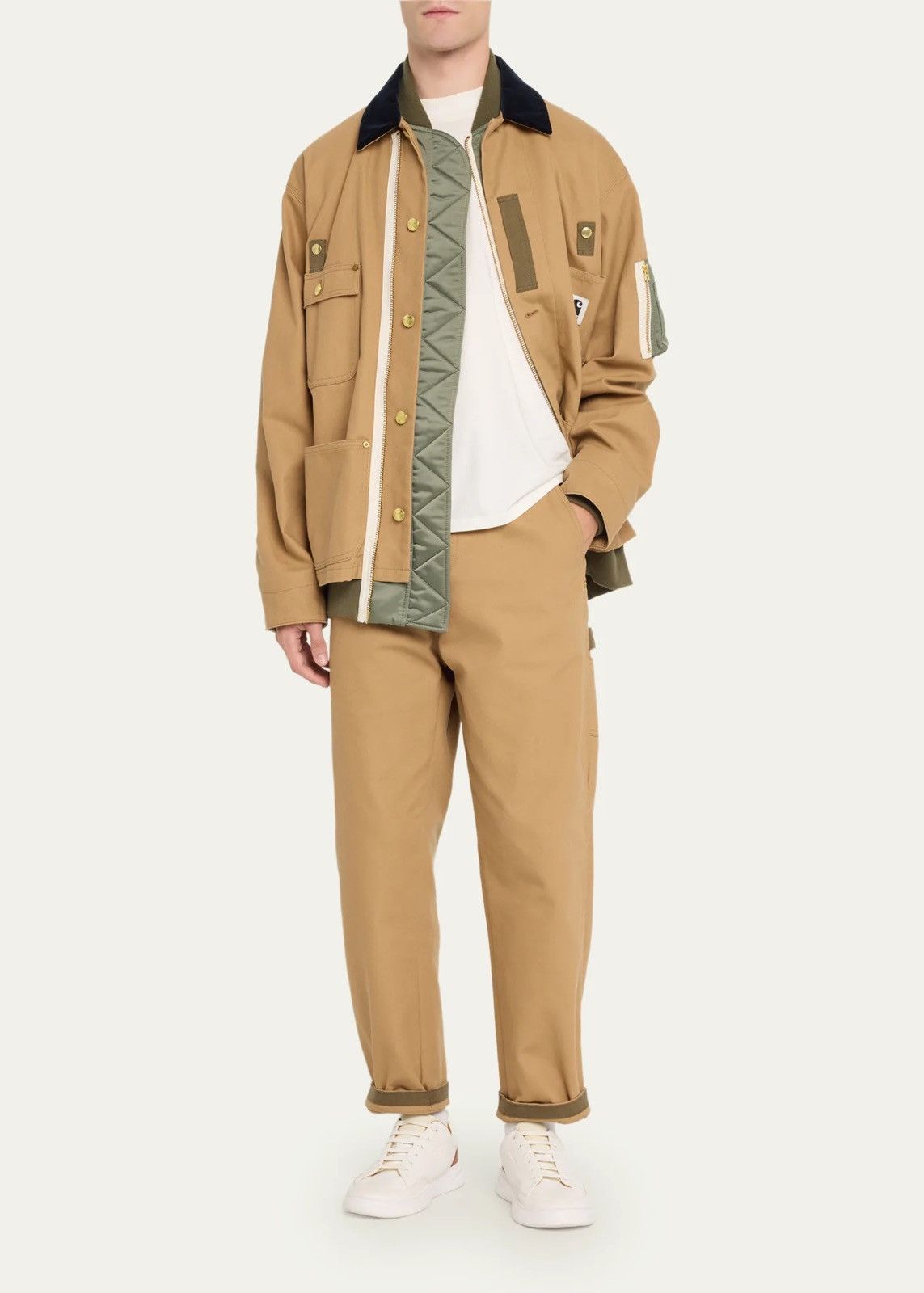 Sacai - Carhartt WIP Slim-Fit Belted Cotton-Canvas Trousers