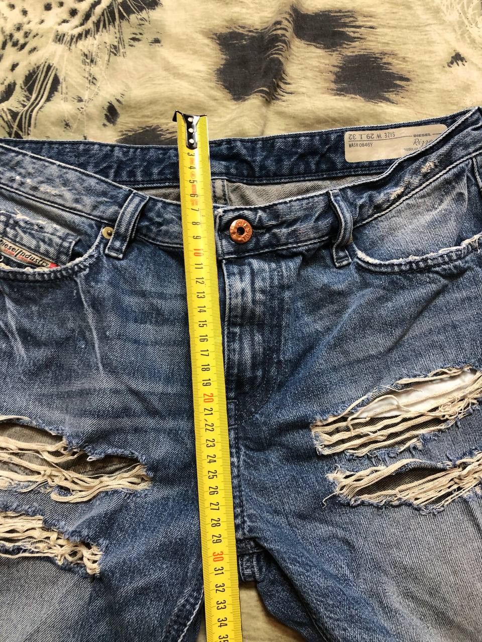 Diesel Jean Shorts Denim Distressed Hip Hop Grunge Jorts Y2K Size 29" - 16 Thumbnail