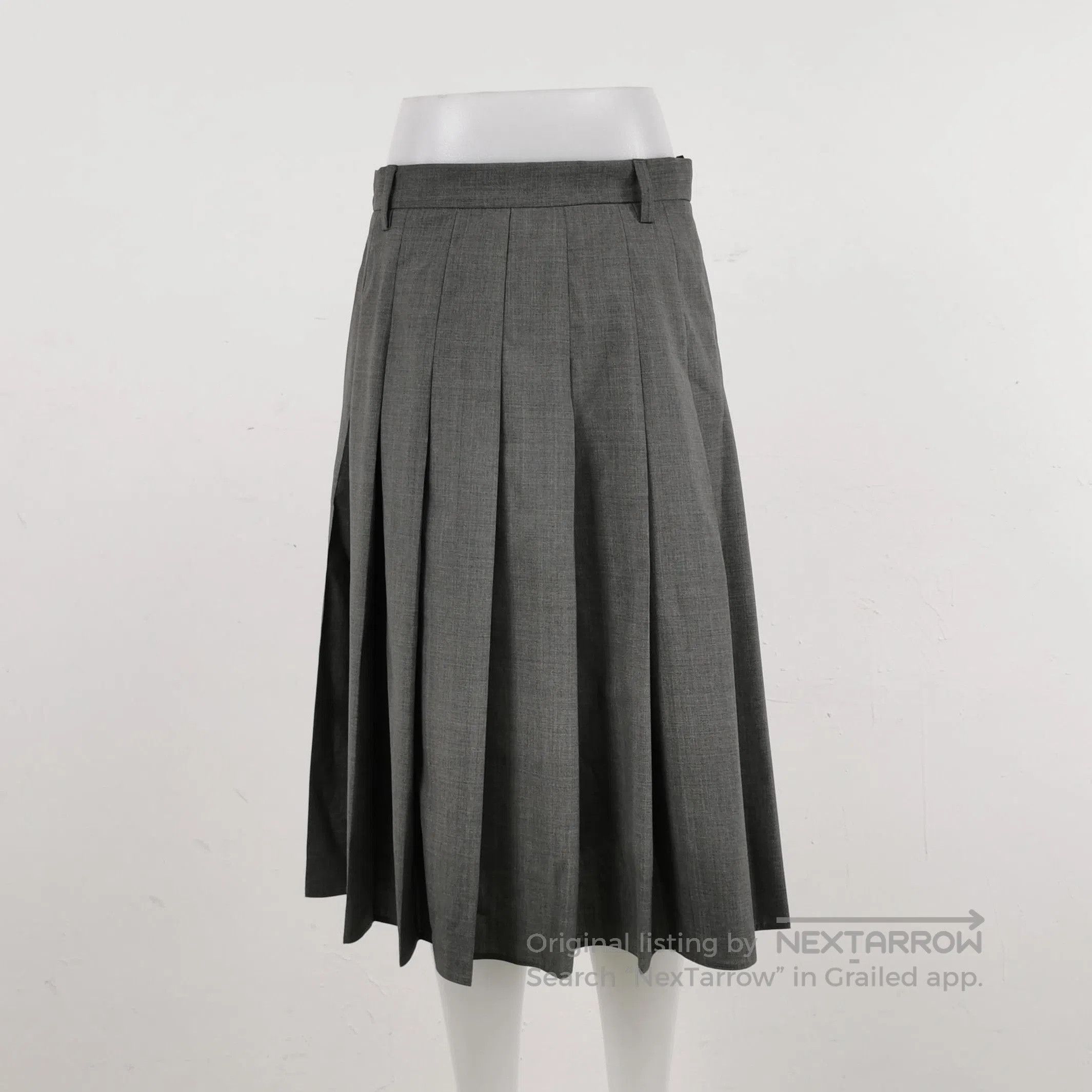 Prada Prada Gray Pleated Wool Midi Skirt Size 38 . Size 37" - 2 Thumbnail