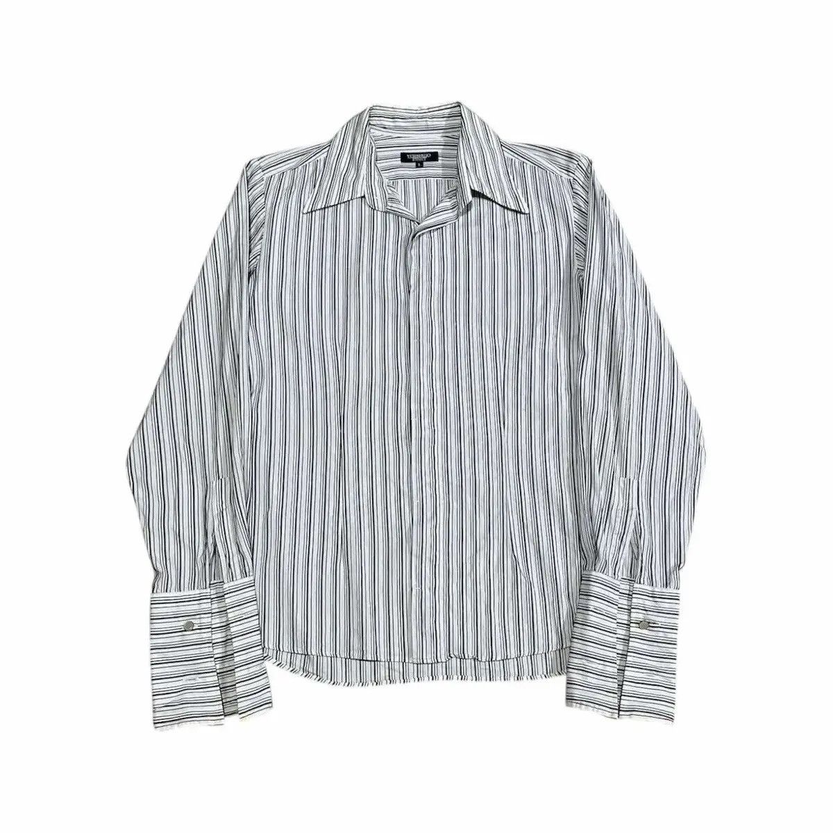 Japanese Brand × Tornado Mart ♟️ Y2K Archived Tornado Mart Striped Shirt Hidden Button Size US L / EU 52-54 / 3 - 6 Thumbnail