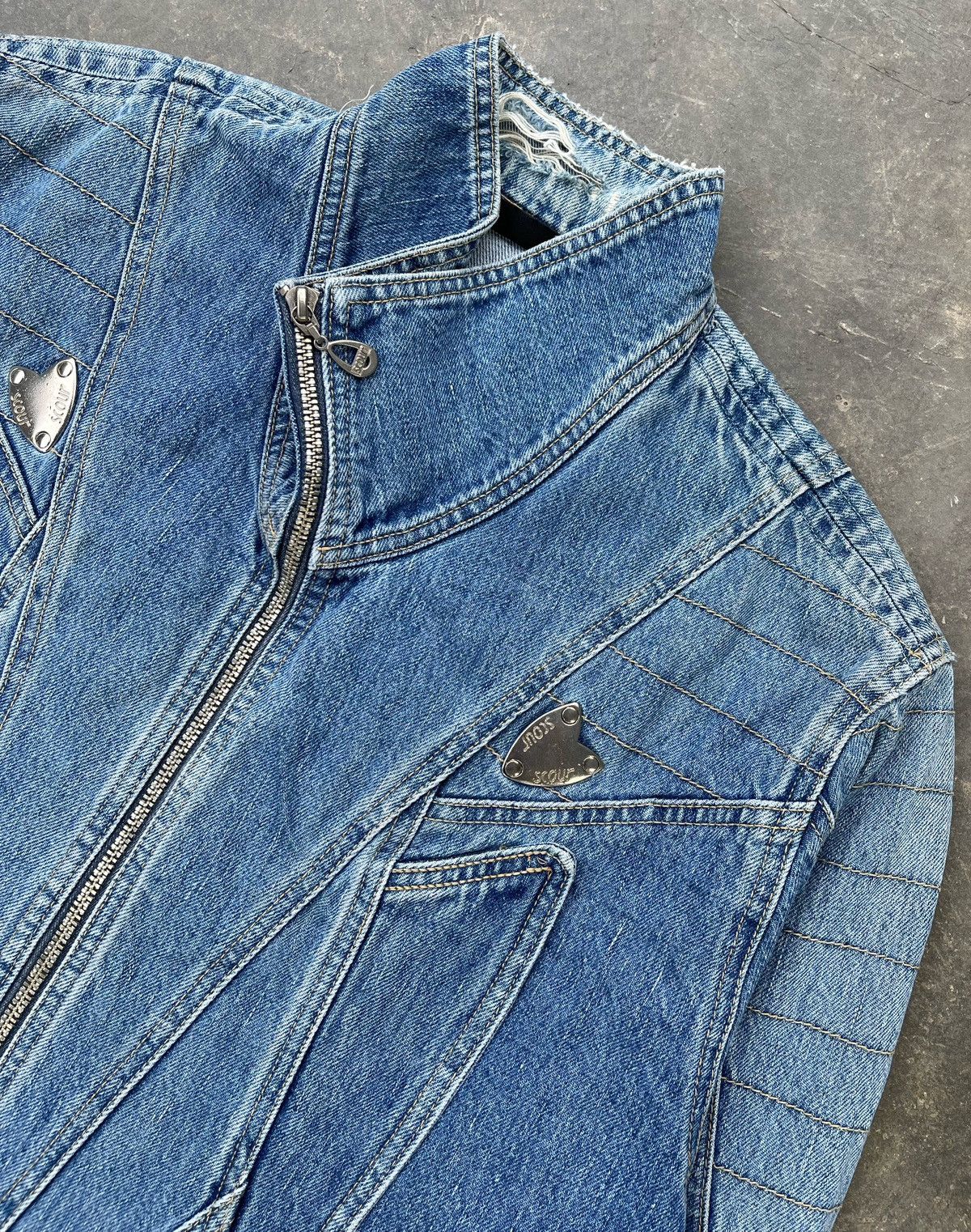 If Six Was Nine 🔥Vintage Scour Racing Crop Denim Jacket Size M / US 6-8 / IT 42-44 - 5 Thumbnail