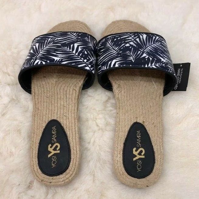 Vintage VINTAGE Yosi Samra Women's Slide Sandals Flat Jute White/Black Size 8 Size US 8 / IT 38 - 5 Thumbnail