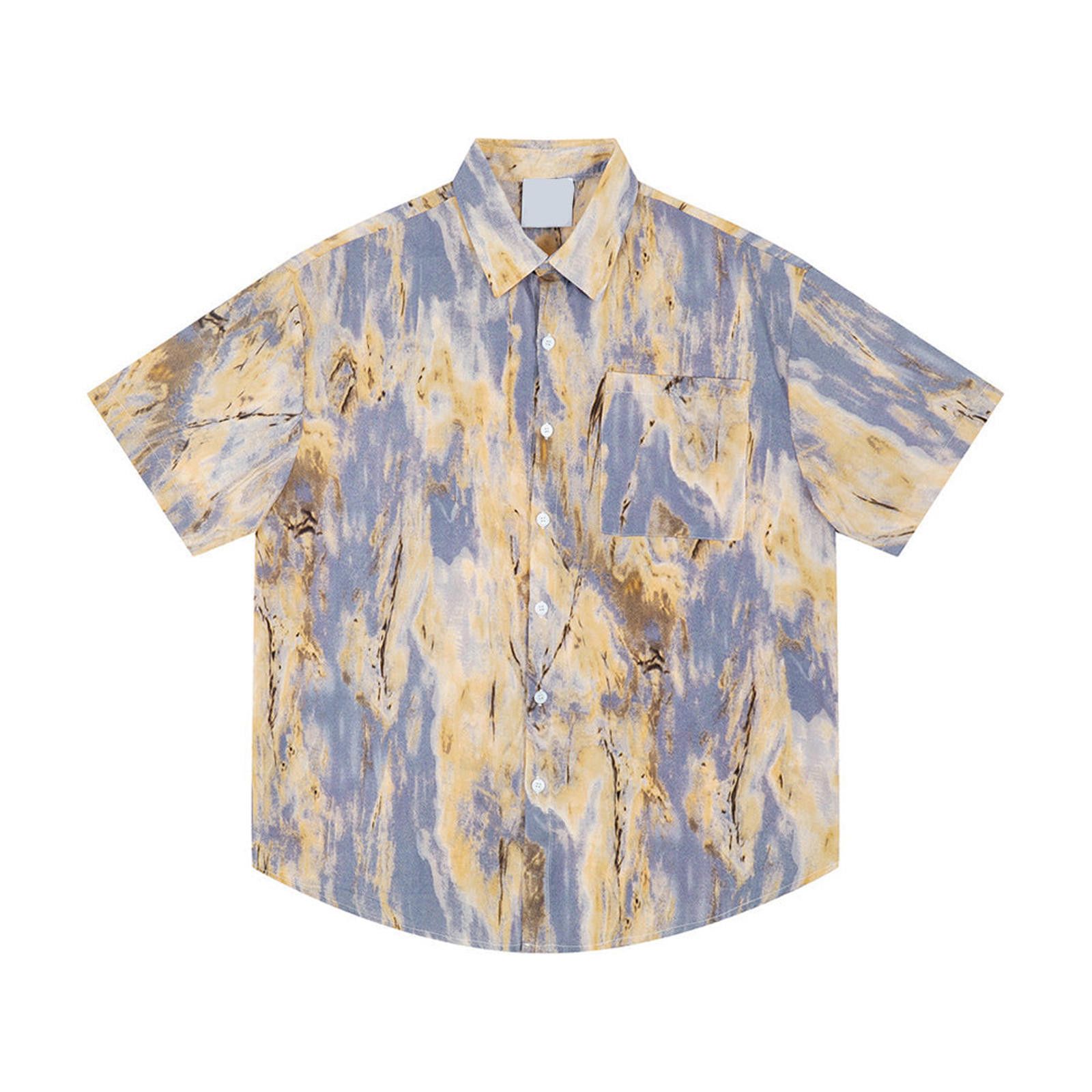 Vintage Painted Short Sleeve Marbled Print Shirt Size US M / EU 48-50 / 2 - 1 Thumbnail