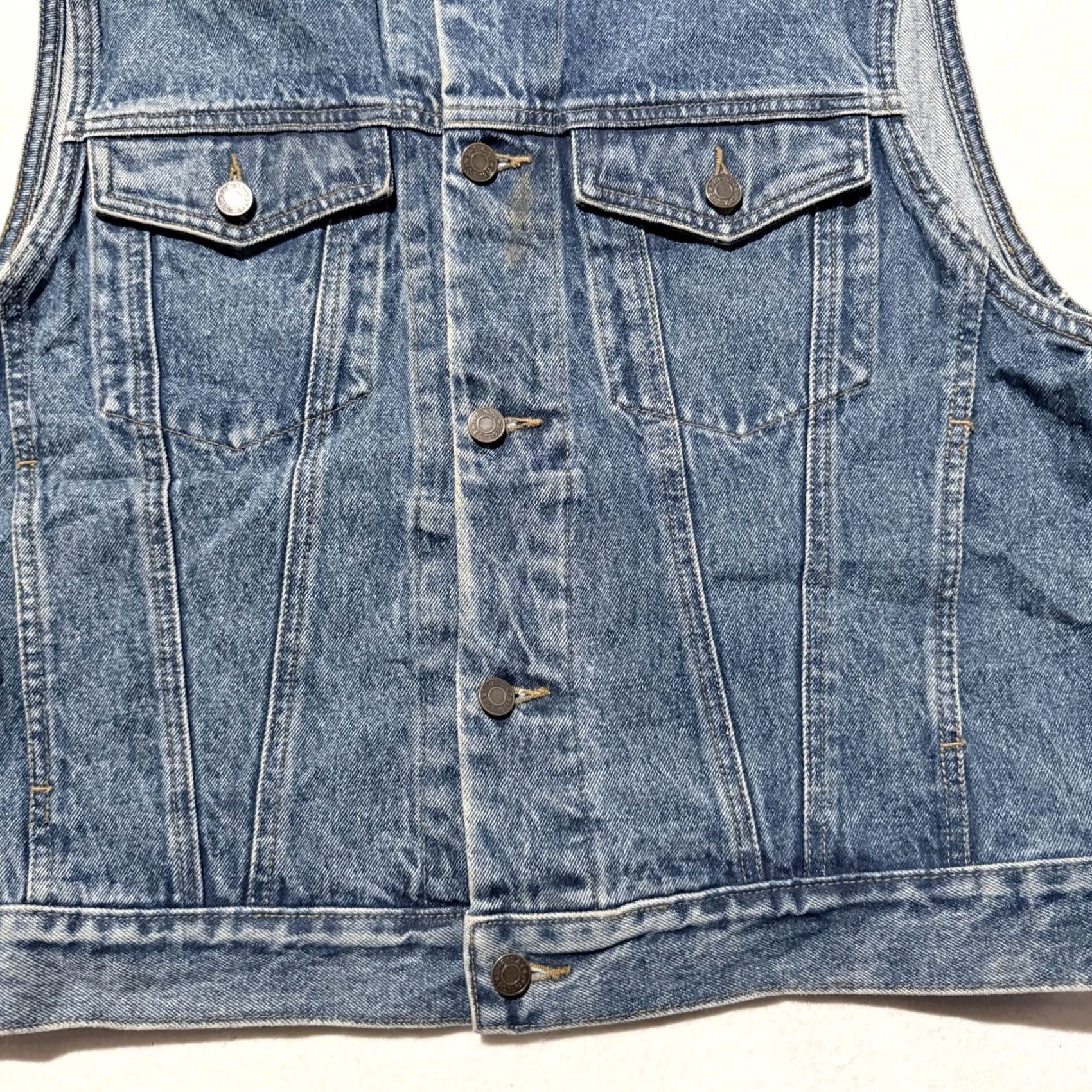 Gap VINTAGE Gap Denim Trucker Vest Mens Blue - 90s Biker Medium Shirt/Vest Size US M / EU 48-50 / 2 - 4 Thumbnail