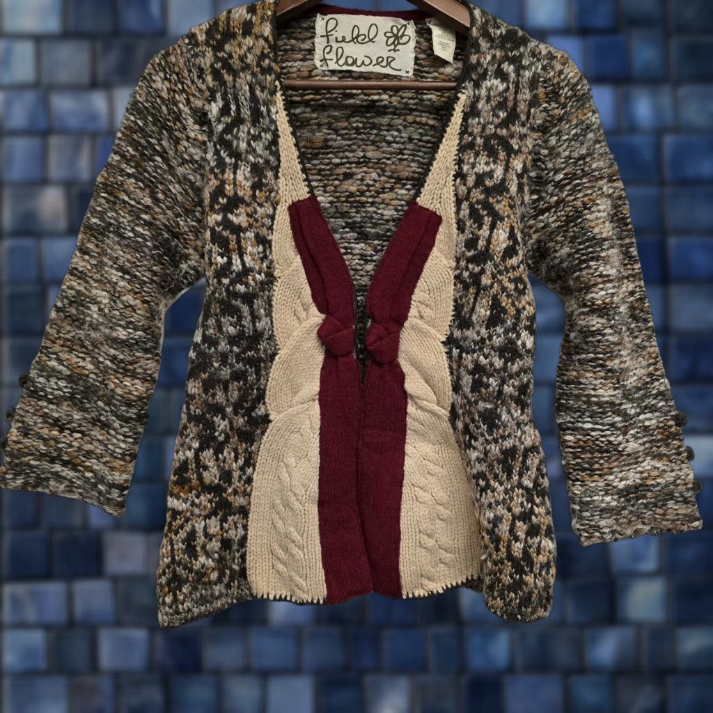 Anthropologie Anthropologie Field Flower Cardigan Sweater Size S Multicolor Floral Knit Women Bohemian Long Sleeve Cardigan Therapy Size S / US 4 / IT 40 - 1 Thumbnail
