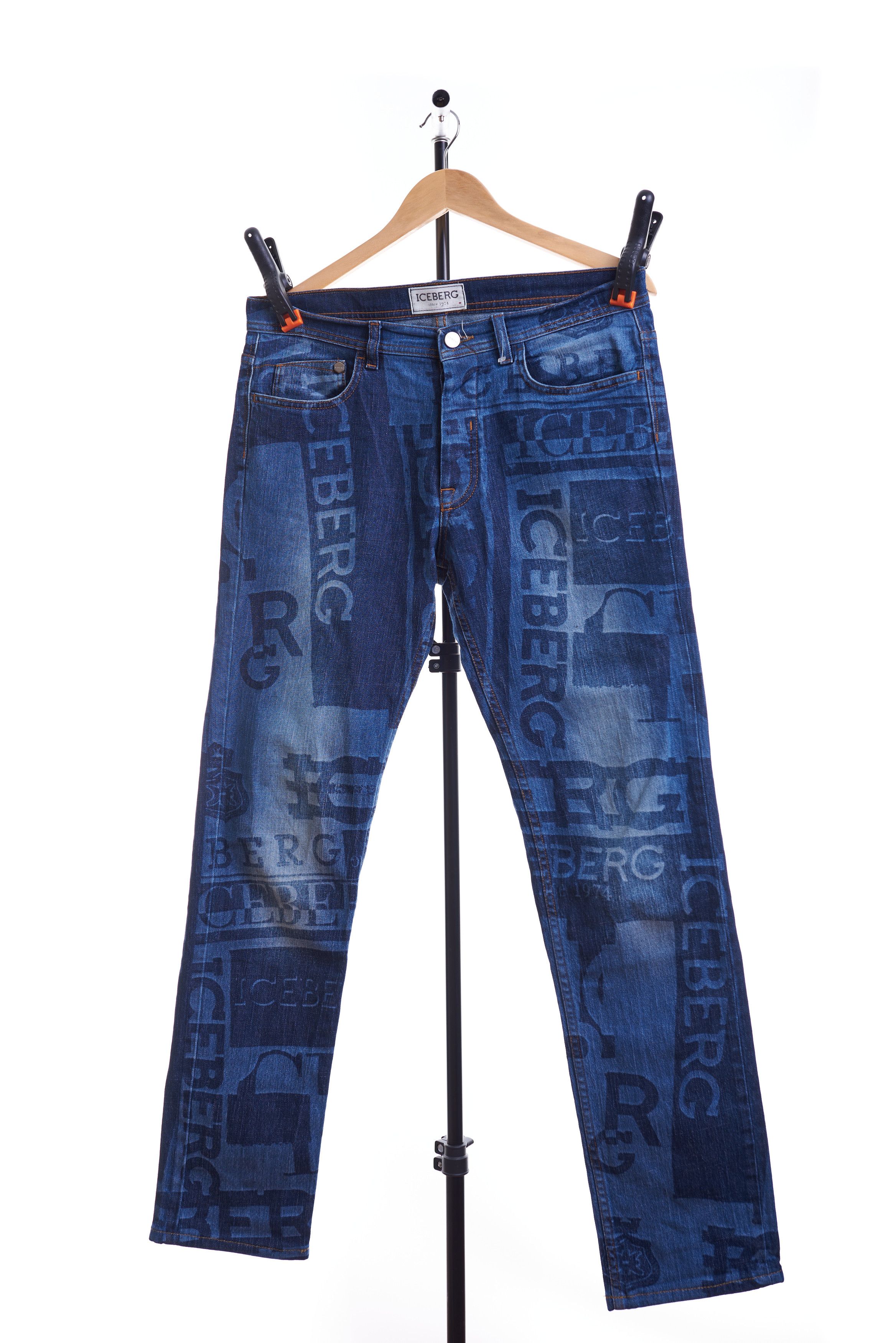Iceberg Iceberg Monogram Blue Denim Jeans Printed Logo Size 32 Size US 32 / EU 48 - 1 Thumbnail