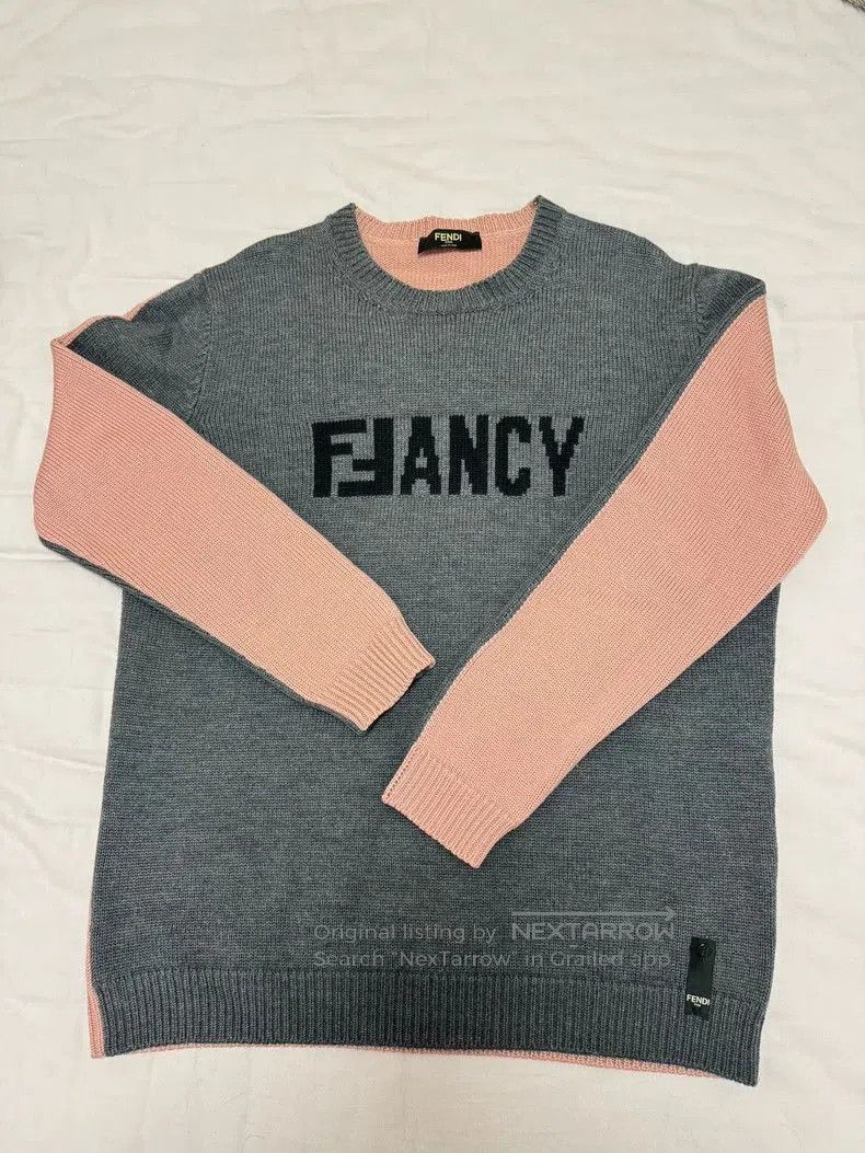 Fendi Fendi Gray Pink Colorblock Sweater. Size US XL / EU 56 / 4 - 1 Thumbnail