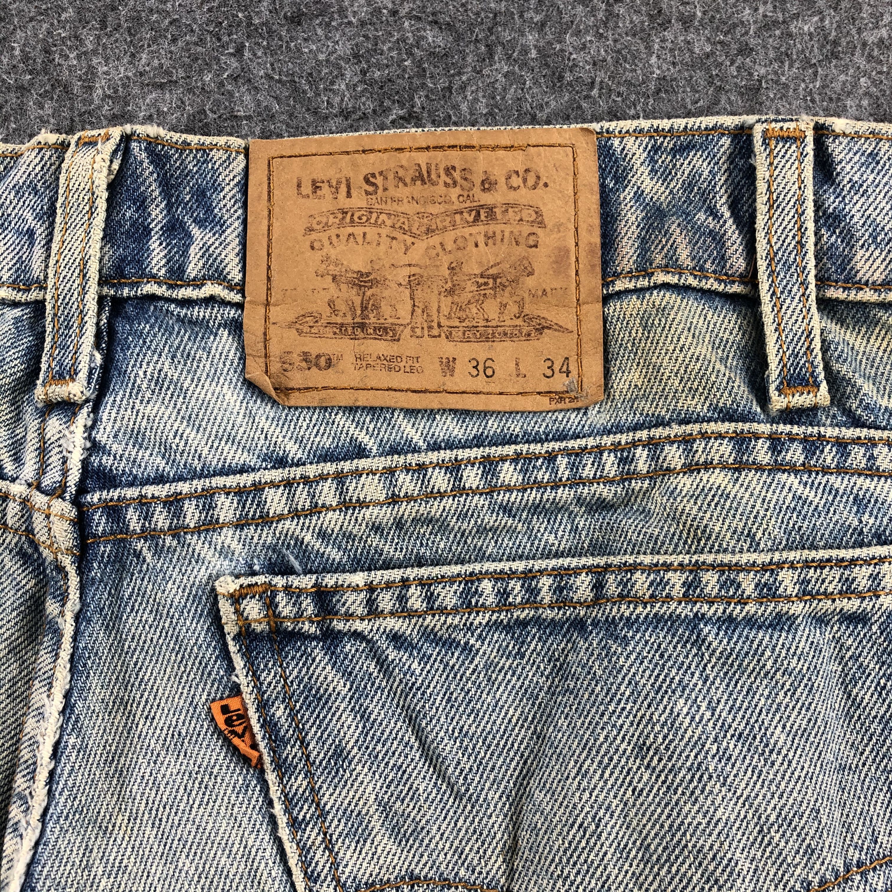 Levi's Vintage 90s Levis 550 Orange Tab Jeans Wash Denim-J989 Size US 36 / EU 52 - 5 Thumbnail