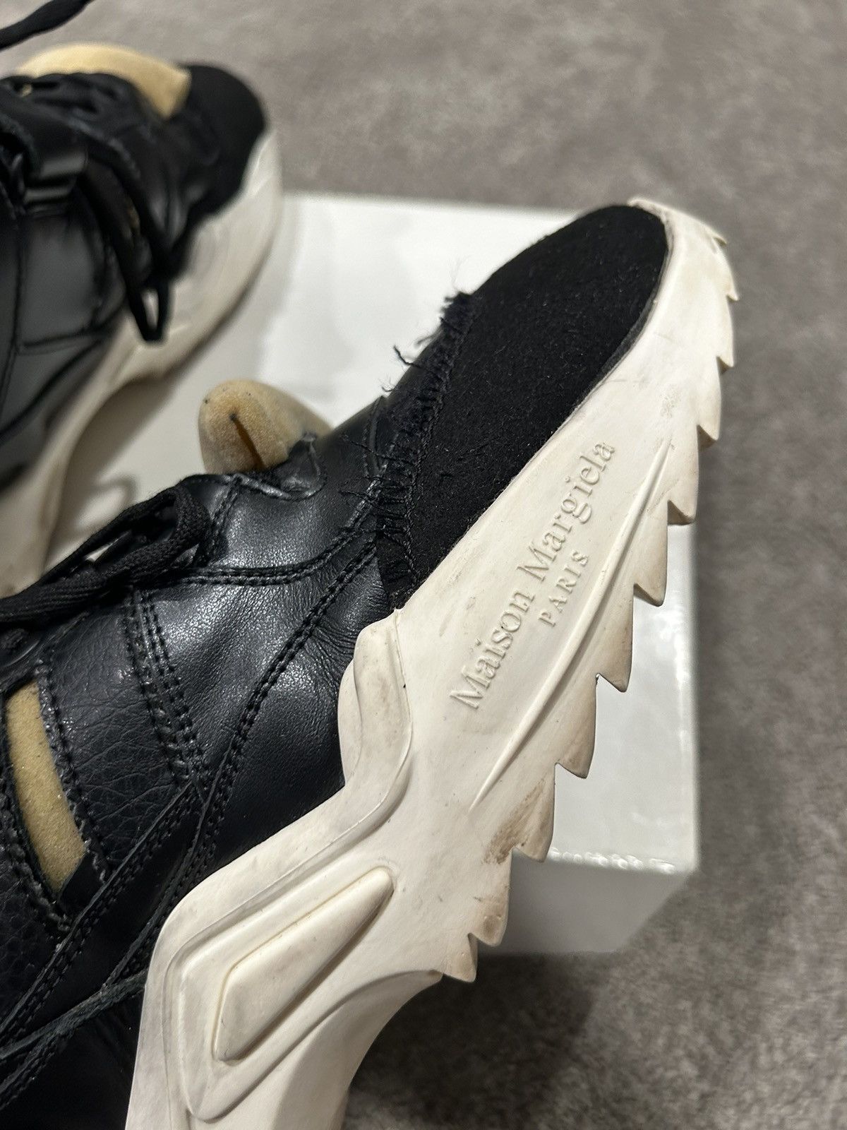 Maison Margiela Maison Margiela Retro Fit Artisanal Sneakers Black White Size US 13 / EU 46 - 5 Thumbnail