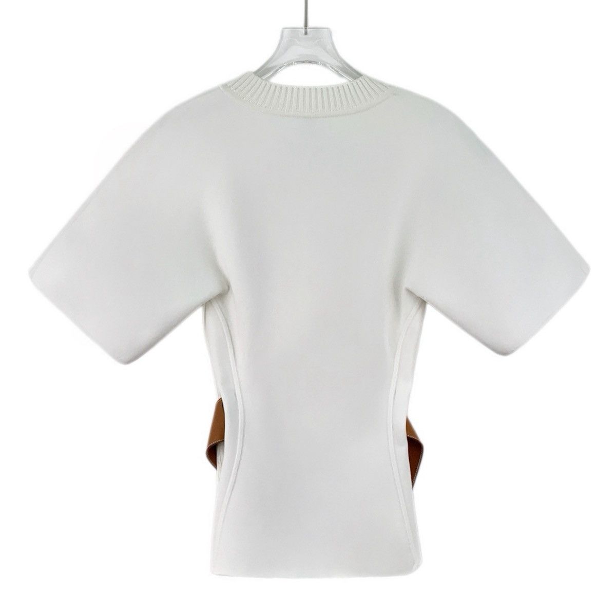 Hermes Hermes Ribbed Belt Ring Buckle Short Sleeve Knit Top K26WX Size M / US 6-8 / IT 42-44 - 2 Thumbnail