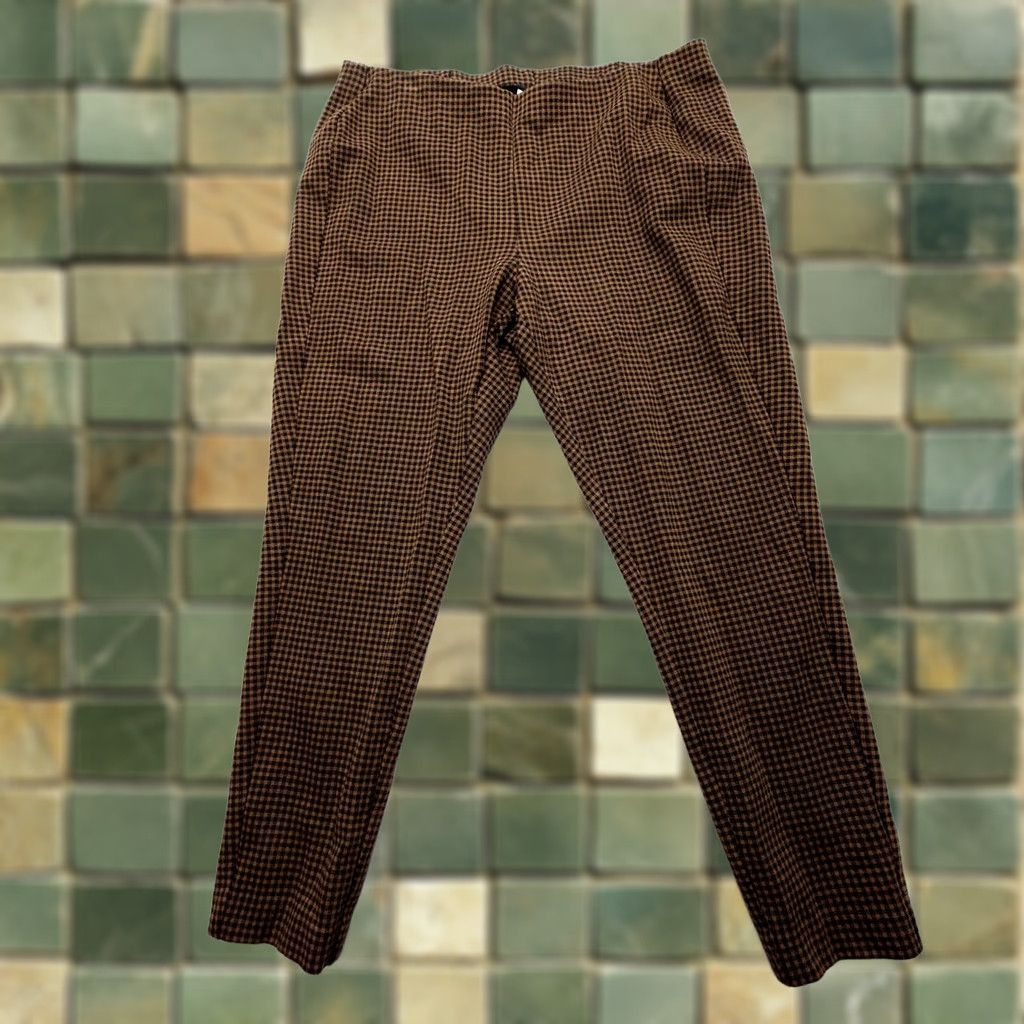 J. Jill J. Jill Ponte Leggings Pants Womens Large Petite Brown Check Career Stretch Crop Pant Size 36" / US 14 / IT 50 - 1 Thumbnail