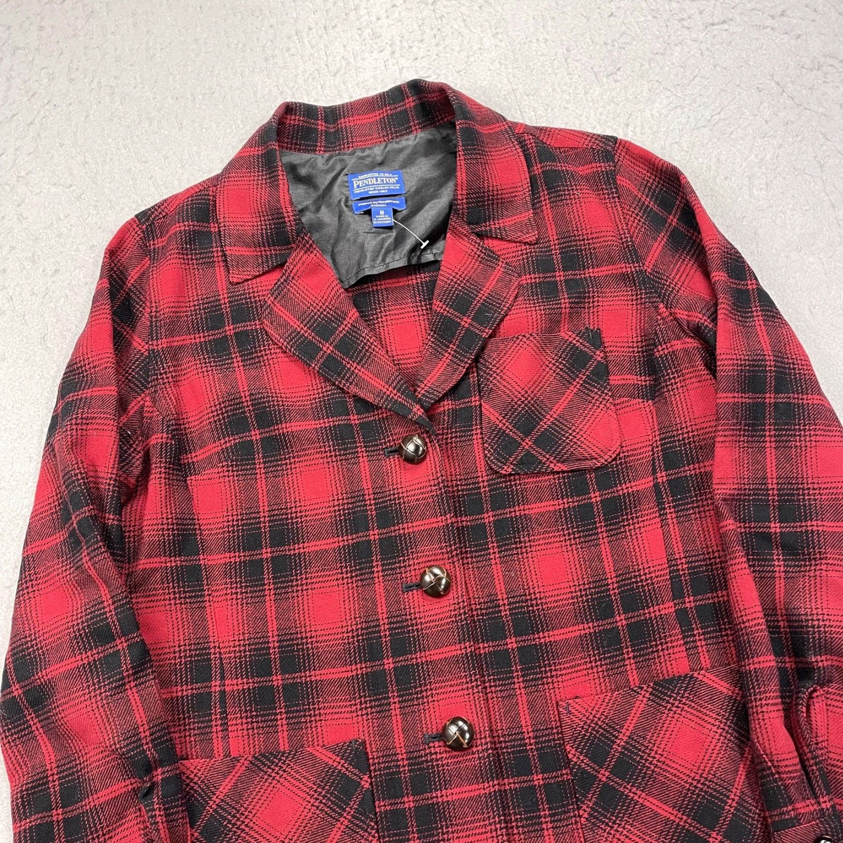 Pendleton VINTAGE Pendleton Jacket Womens M Red Plaid 100% Wool Button Front Lined Flannel Size M / US 6-8 / IT 42-44 - 3 Thumbnail