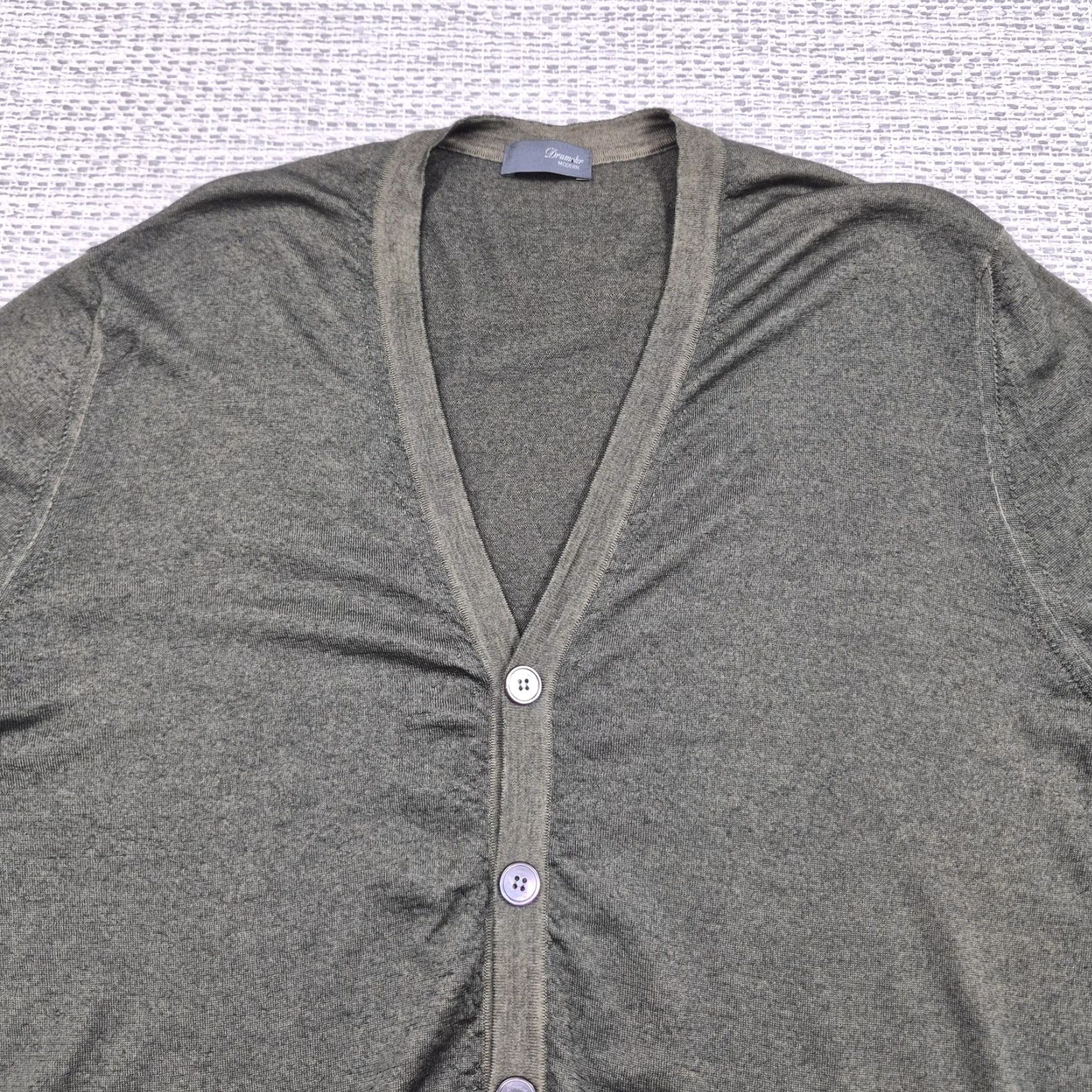 Drumohr Drumohr Cardigan Sweater Mens Large Green 100% Merino Wool V Neck Made Italy Size US L / EU 52-54 / 3 - 5 Thumbnail