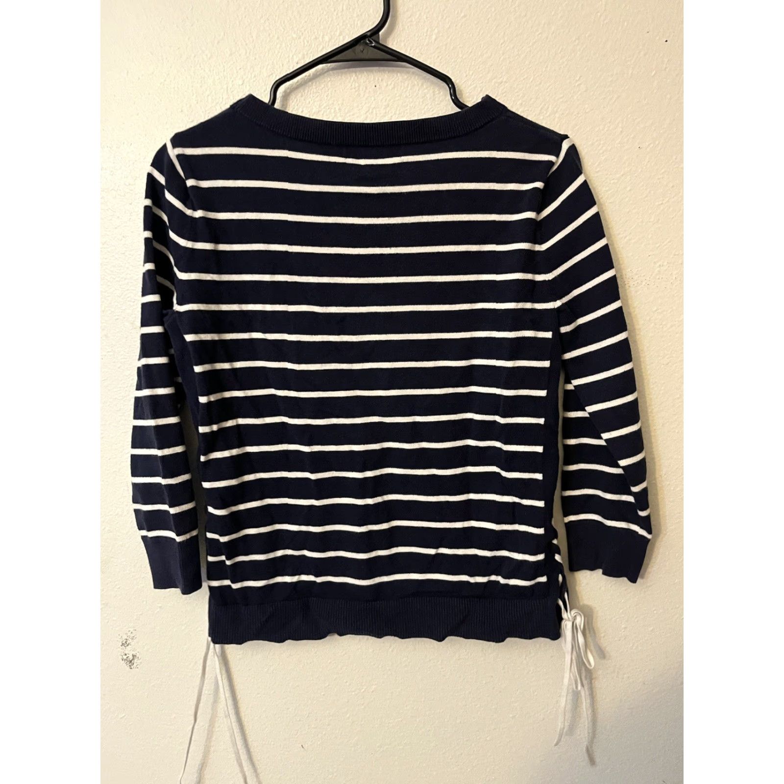 Banana Republic Banana Republic Women Sweater Shirt (Pullover) Round Neck Long Sleeve Size XS Blue White Striped Cotton Polyester Spandex Size XS / US 0-2 / IT 36-38 - 2 Thumbnail