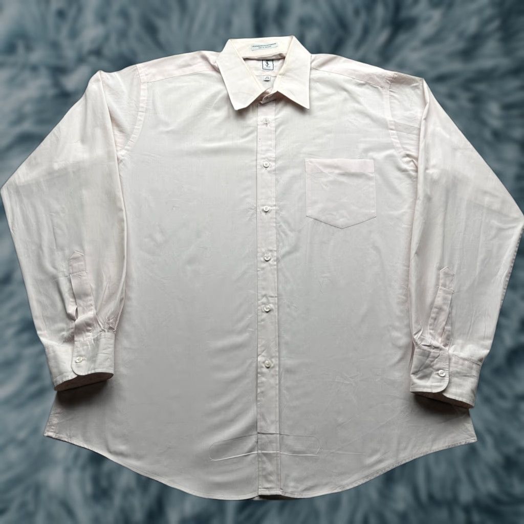 Yves Saint Laurent VINTAGE YSL Yves Saint Laurent Pink Button Pocket Dress Shirt Mens XL 17 Size 46R - 1 Thumbnail