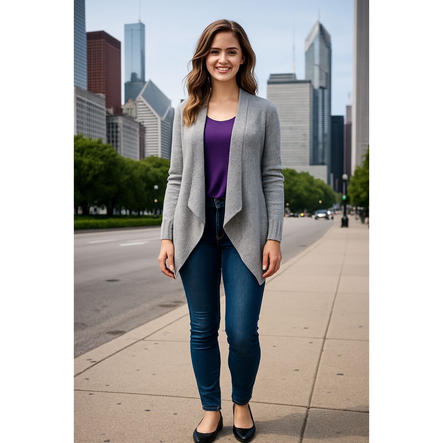 Abercrombie & Fitch Abercrombie Kids Size 15 Gray Girl Draped Waterfall Cardigan Size L / US 10 / IT 46 - 3 Thumbnail