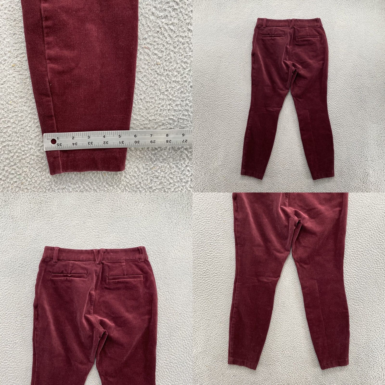 Duluth Trading Company Duluth Corduroy High Rise Burgundy Ankle Pants Women’s Size 8 Slim Skinny City Style Crew? Size 30" / US 8 / IT 44 - 8 Thumbnail