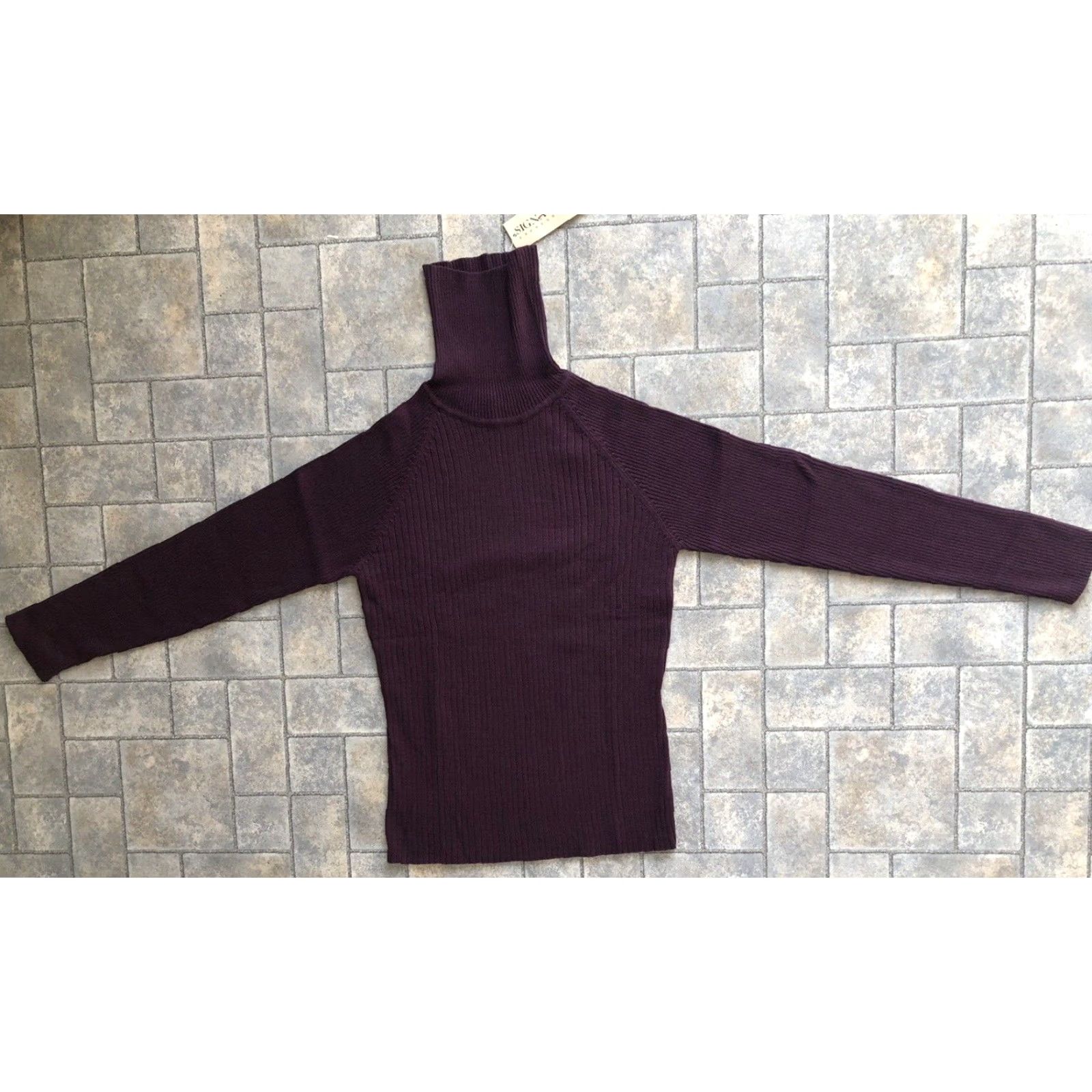 Vintage New Signature Expressions Sweater Womens Size S Turtleneck Acrylic Cotton Purple Size S / US 4 / IT 40 - 2 Thumbnail