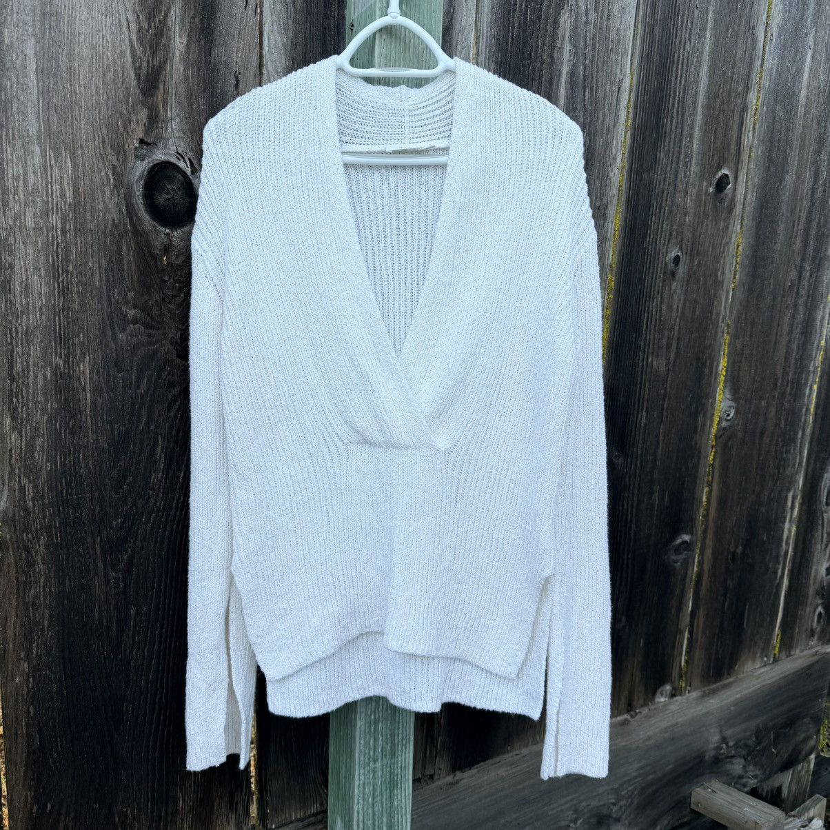 A.L.C. A.L.C. Nick Sweater White Ribbed Split Neck Slit Sleeve Sz M Size M / US 6-8 / IT 42-44 - 4 Thumbnail