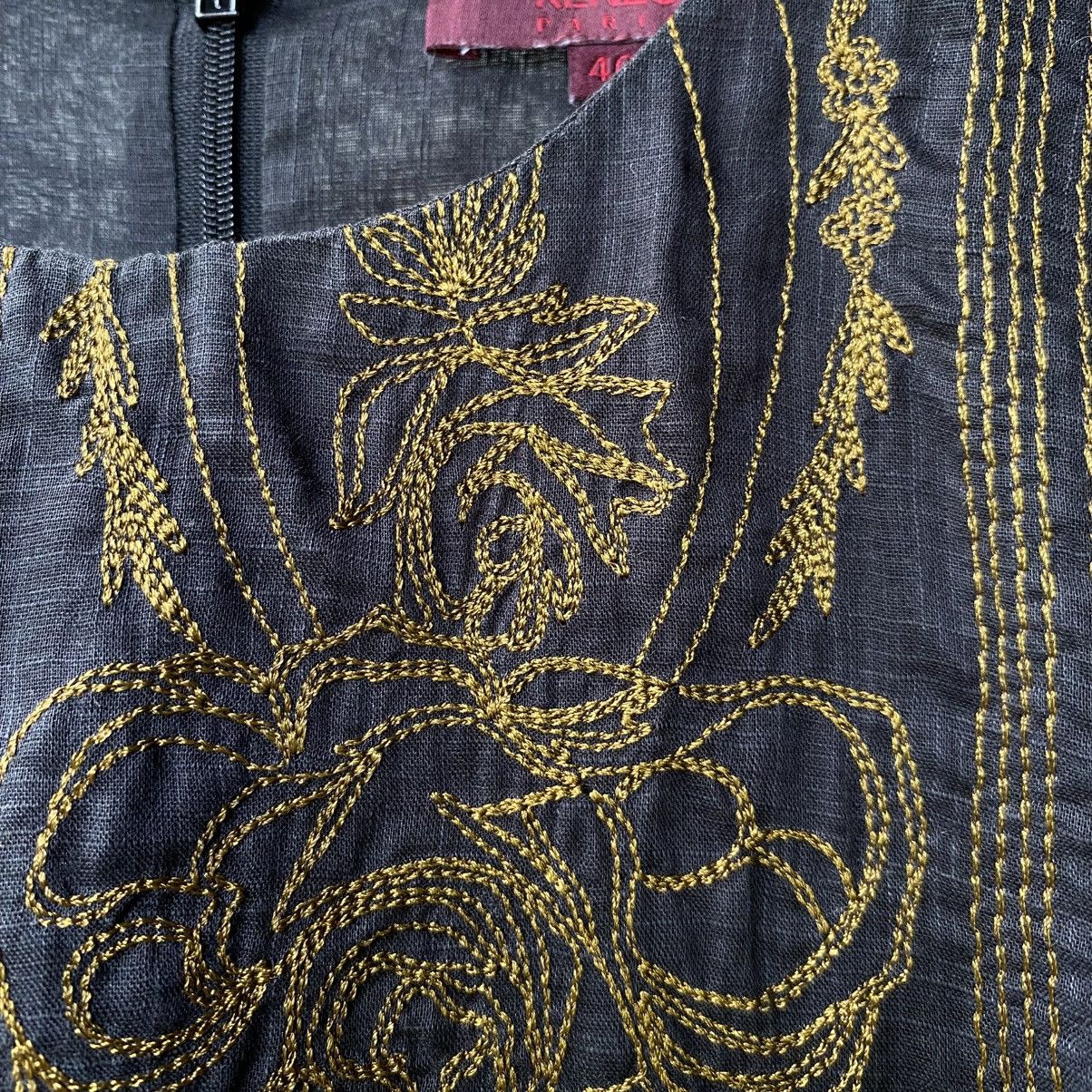 Kenzo Kenzo Black Sleeveless Blouse with Gold Embroidery Size M / US 6-8 / IT 42-44 - 3 Thumbnail